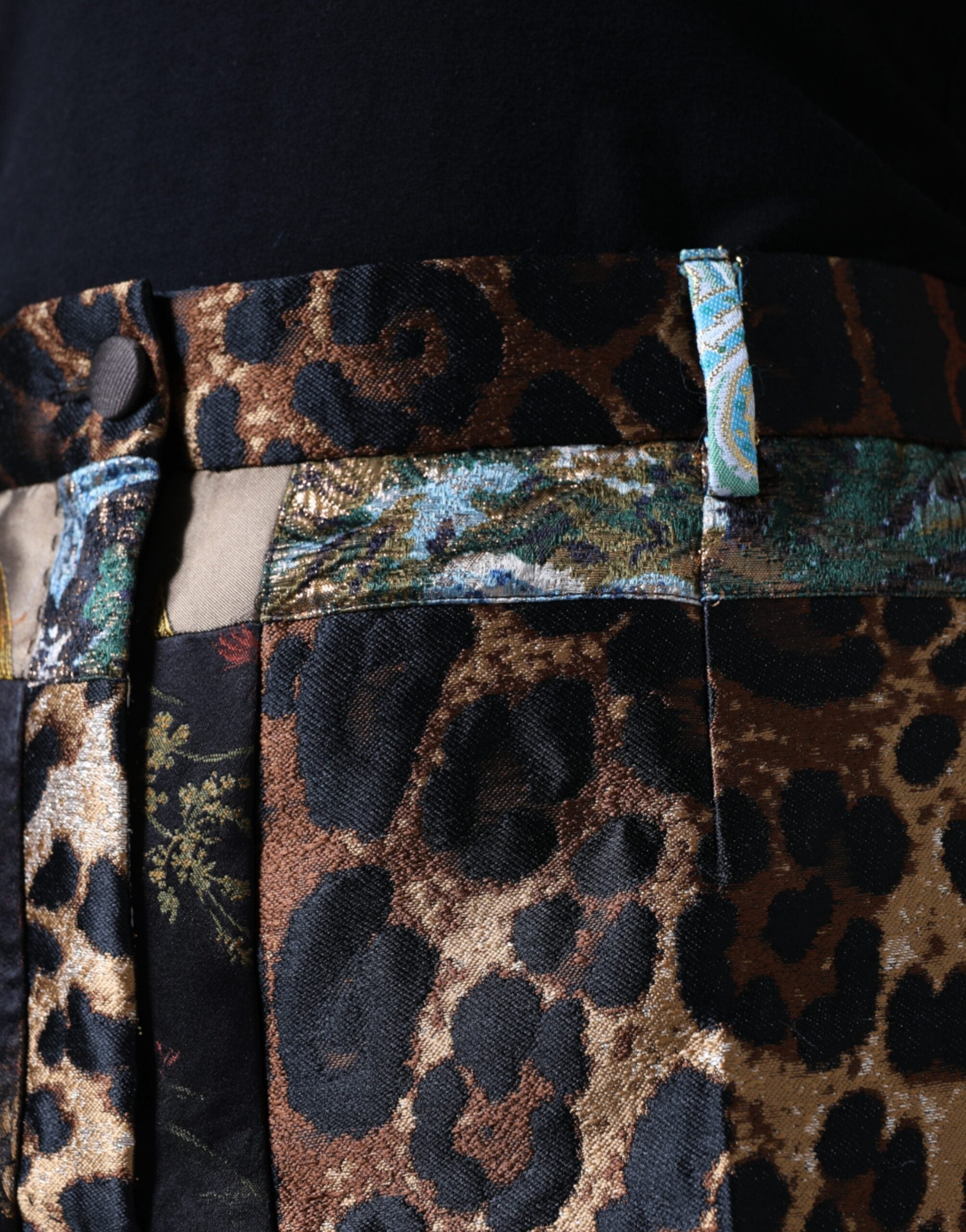 Dolce & Gabbana Multicolor Patchwork Jacquard High Waist Pants LUNESCAPE