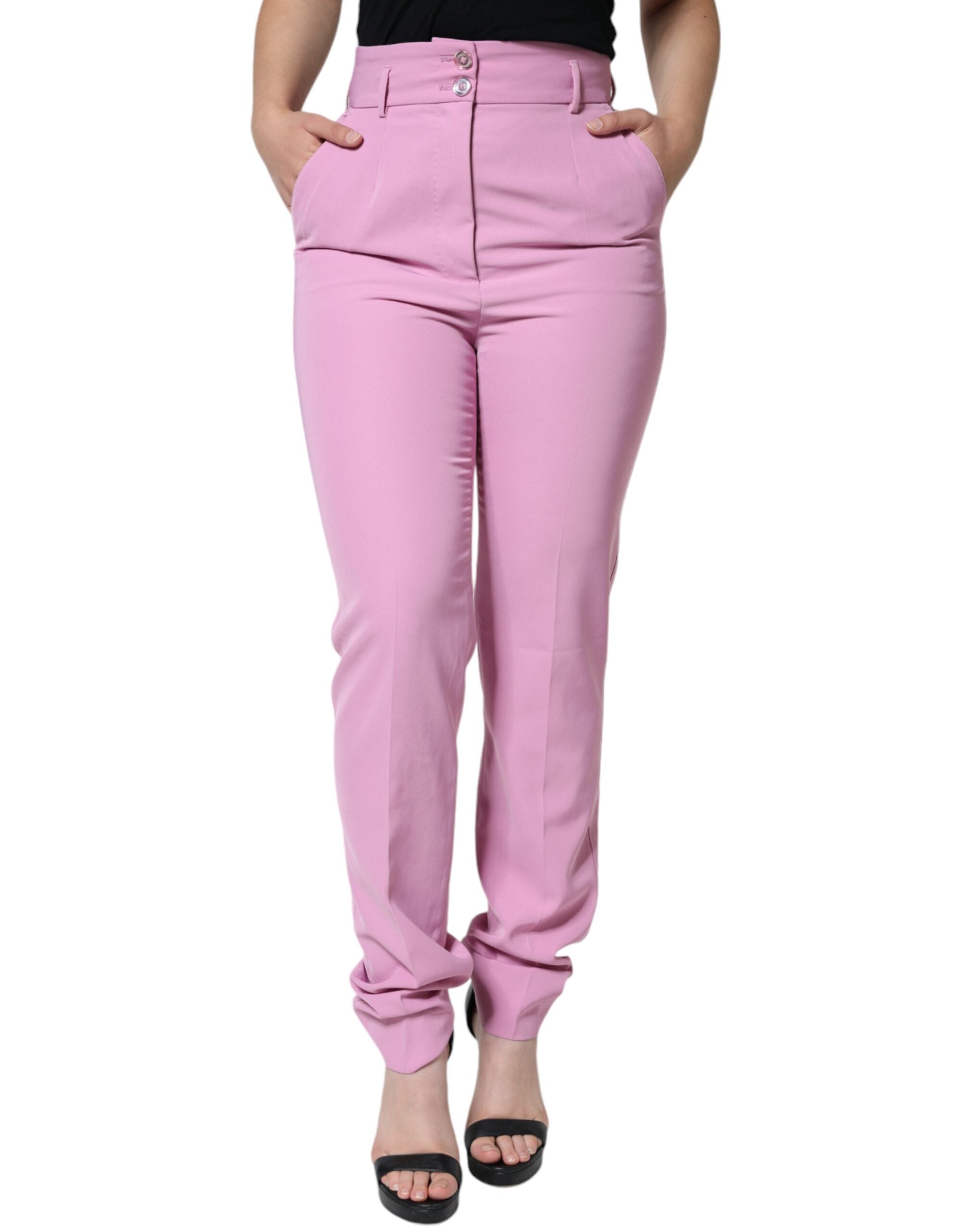 Dolce & Gabbana Pink High Waist Women Tapered Pants LUNESCAPE