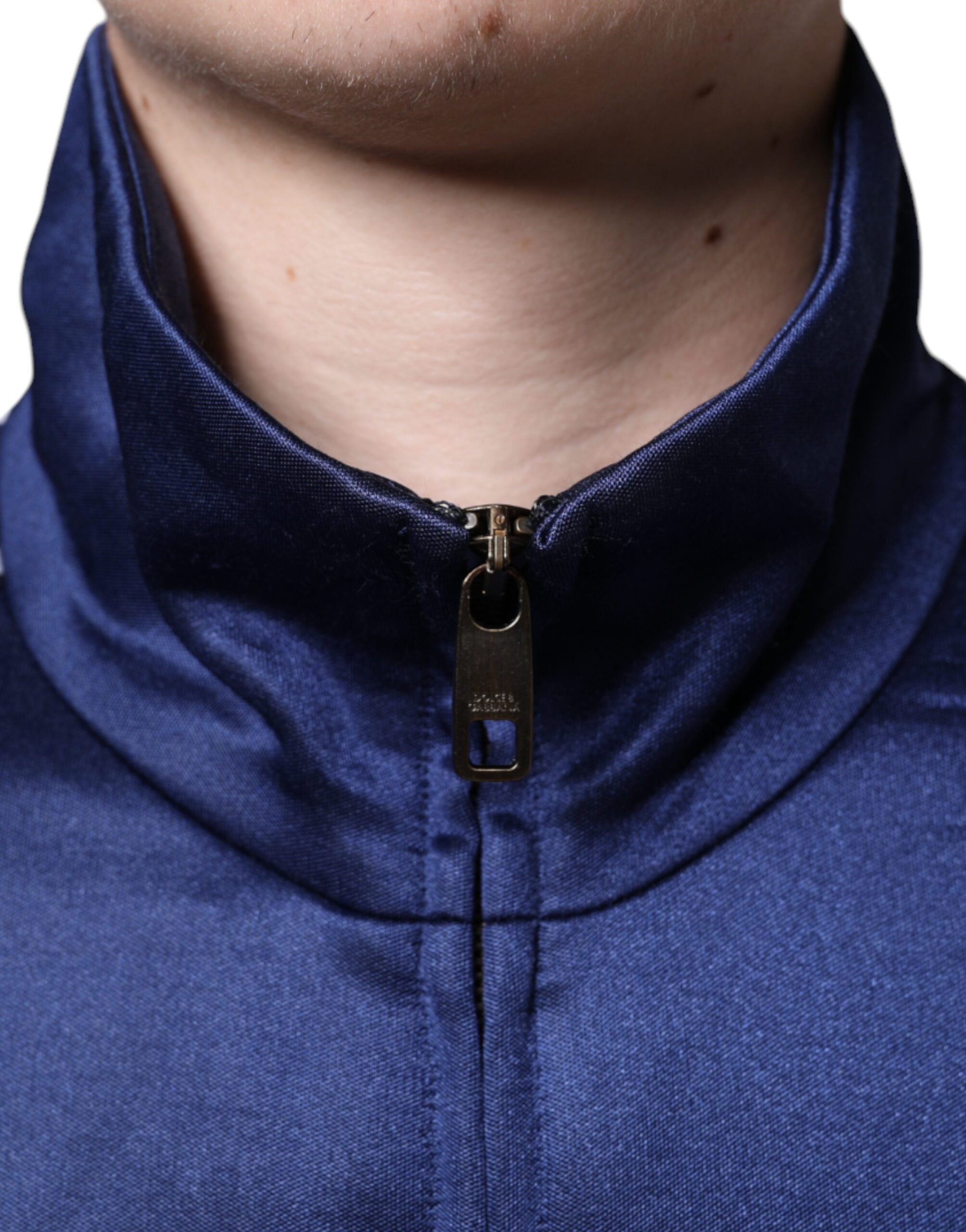 Dolce & Gabbana Blue Heraldic Patch Stripe King Bee Bomber