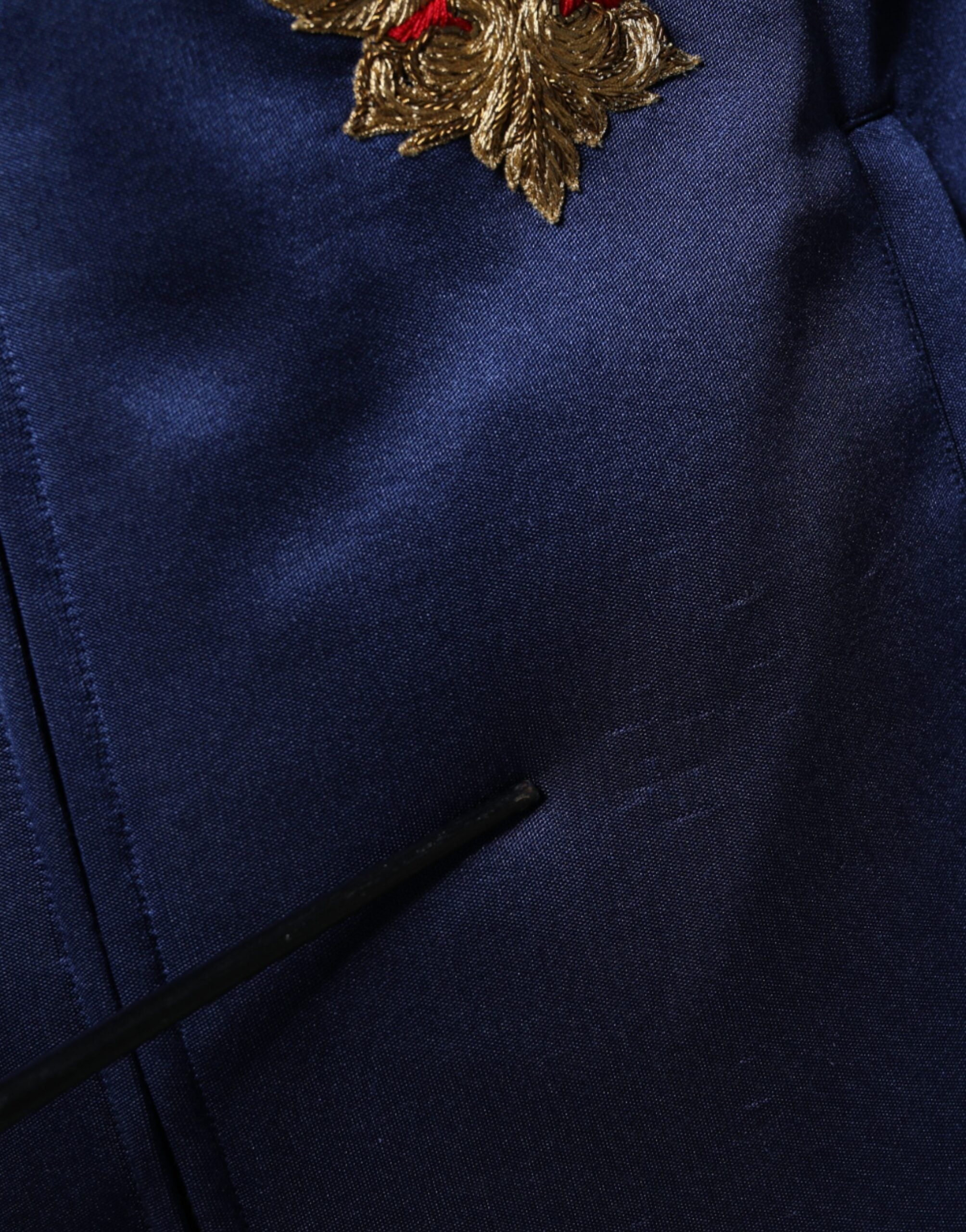 Dolce & Gabbana Blue Heraldic Patch Stripe King Bee Bomber