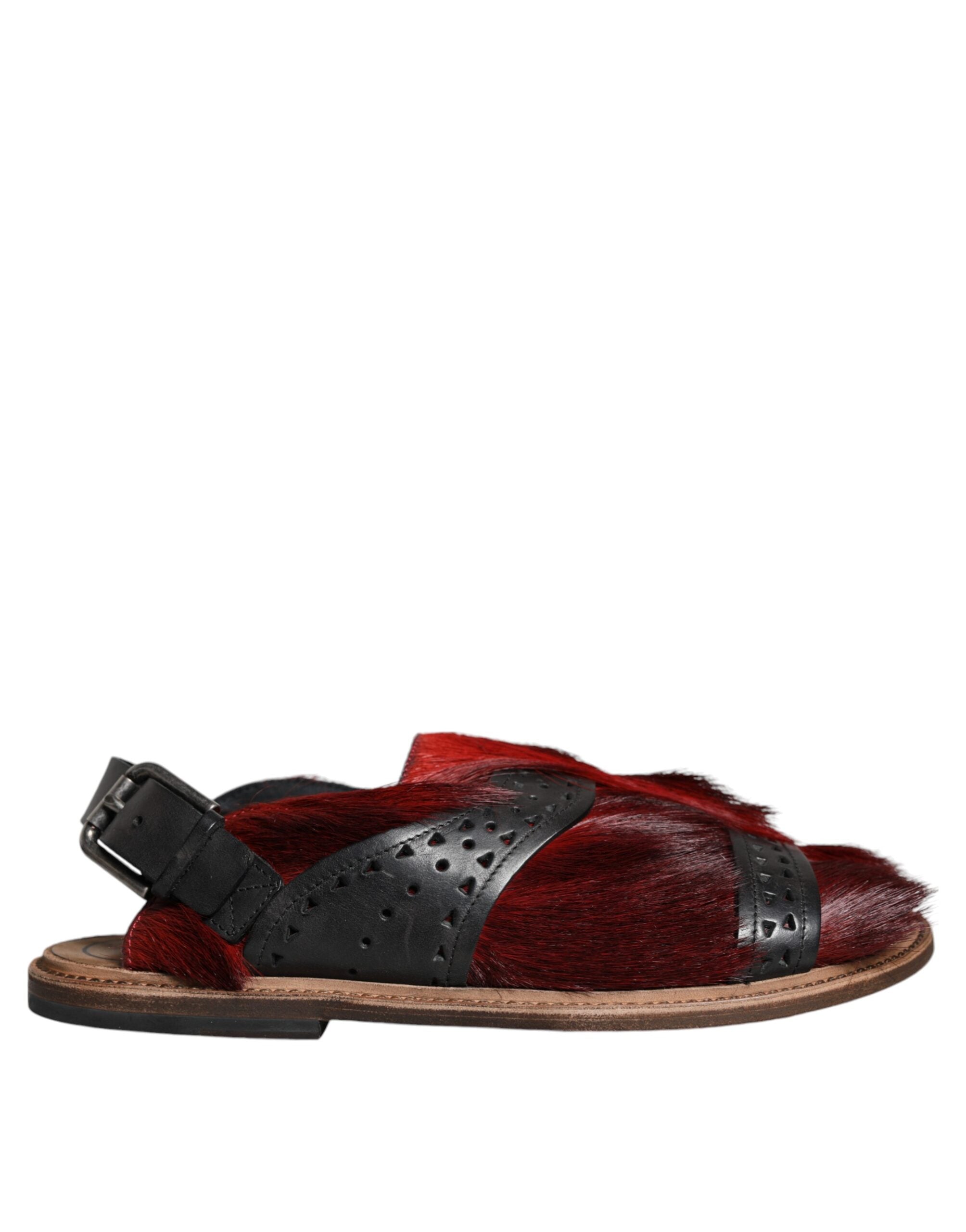 Dolce & Gabbana Black Red  Backstrap Sandal
