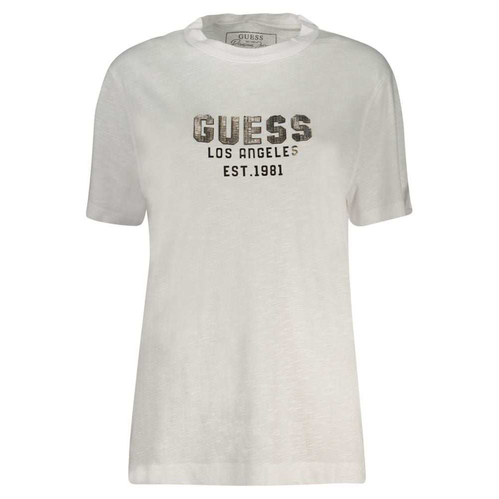 Guess Jeans White Cotton T-Shirt LUNESCAPE