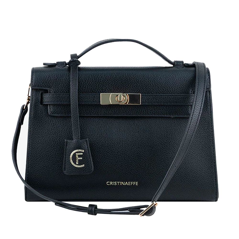 CRISTINAEFFE Black Artificial Leather Women Crossbody Bag LUNESCAPE