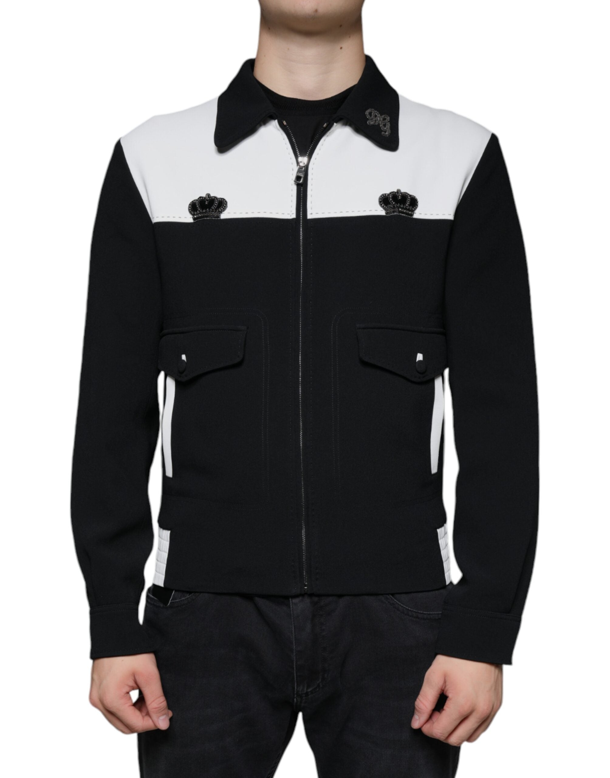 Dolce & Gabbana Black White DG Crown Shirt Jacket
