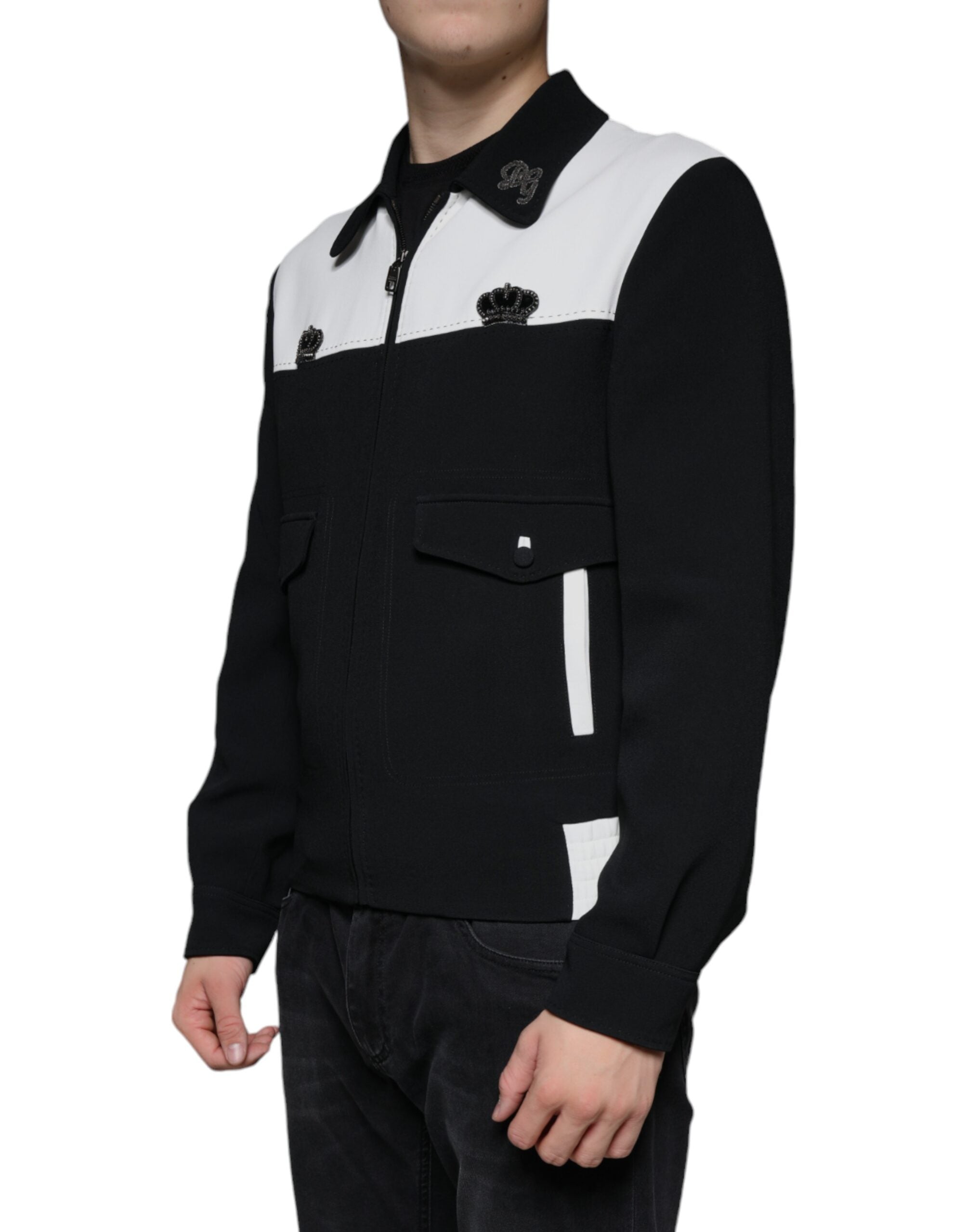 Dolce & Gabbana Black White DG Crown Shirt Jacket
