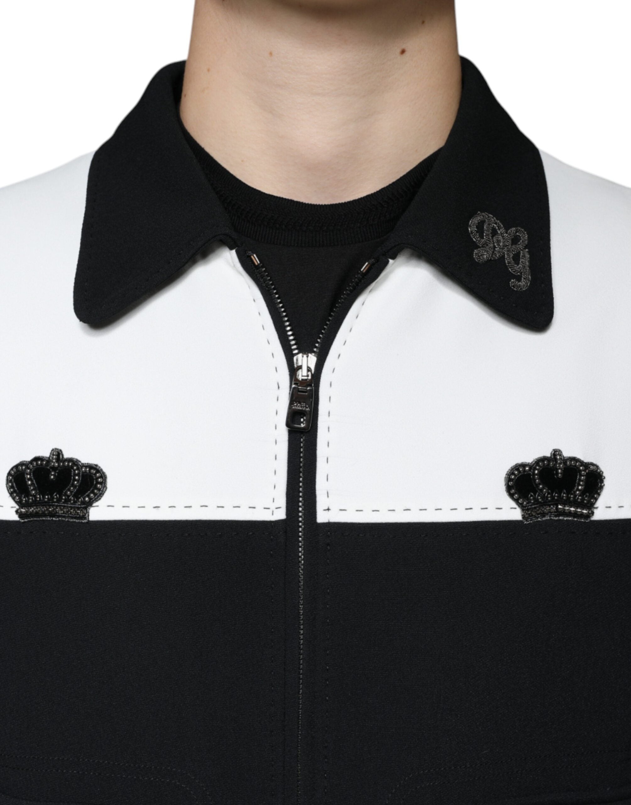 Dolce & Gabbana Black White DG Crown Shirt Jacket