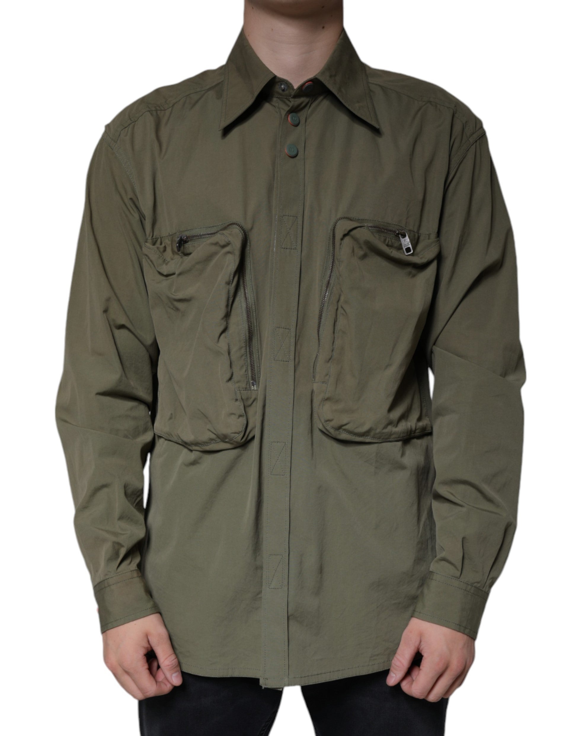 Dolce & Gabbana Military Green Cotton Bend  Cargo Jacket
