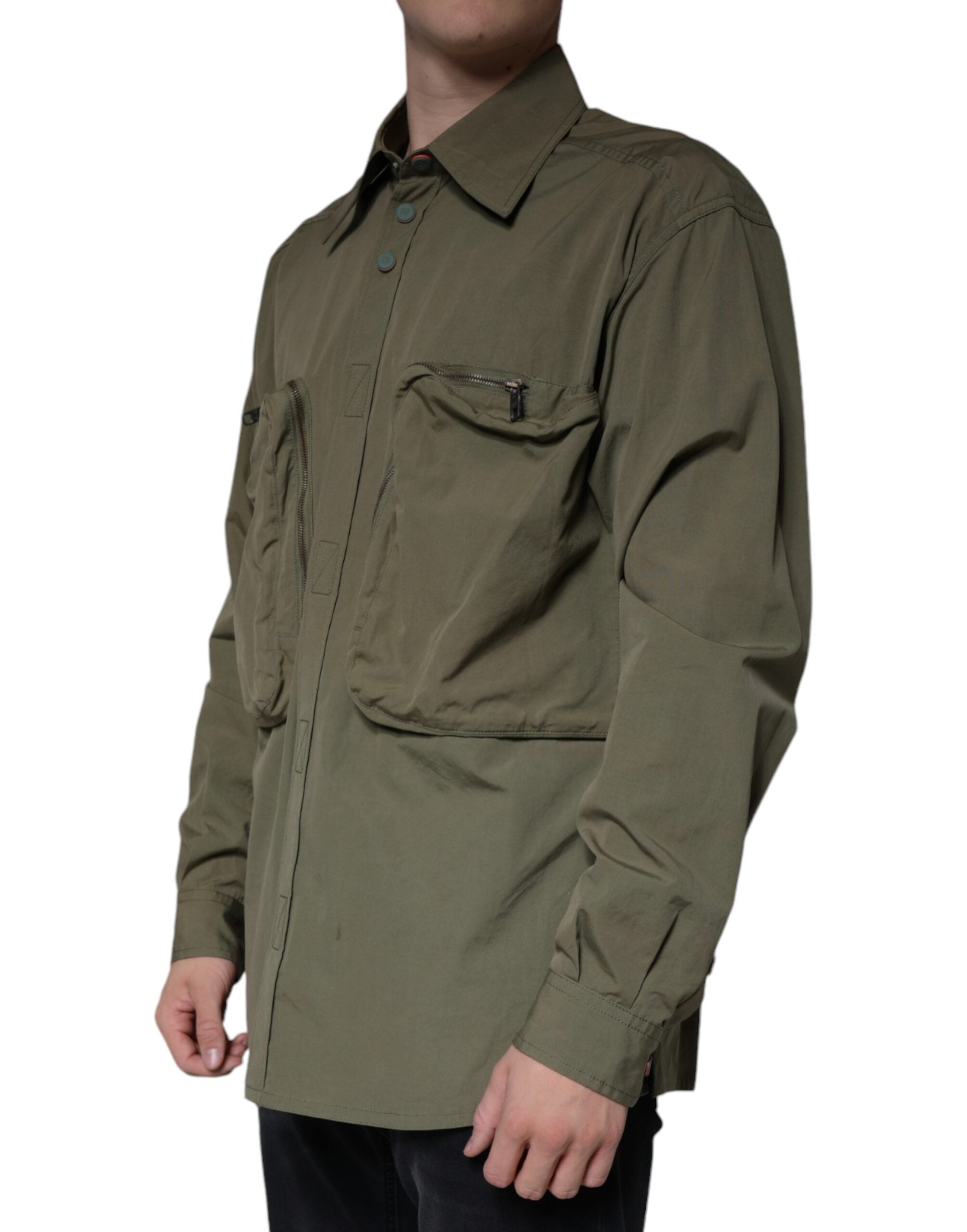 Dolce & Gabbana Military Green Cotton Bend  Cargo Jacket