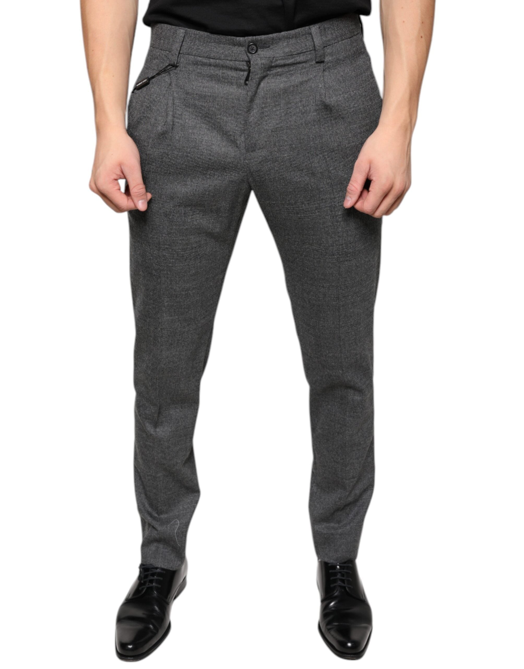 Dolce & Gabbana Gray Check Tartan Wool Skinny Pants LUNESCAPE
