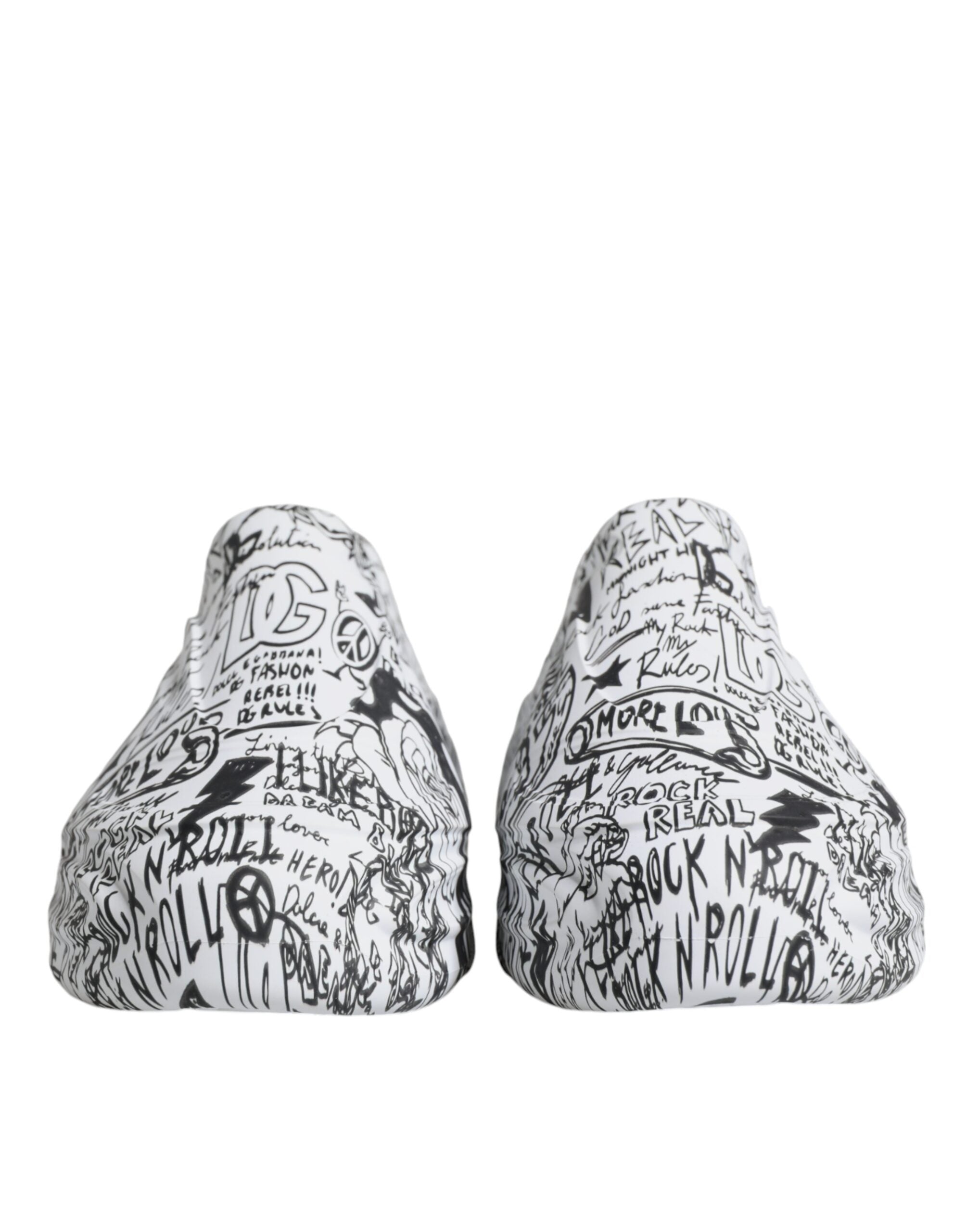 Dolce & Gabbana White Black Graffiti Daymaster Sneakers Shoes LUNESCAPE