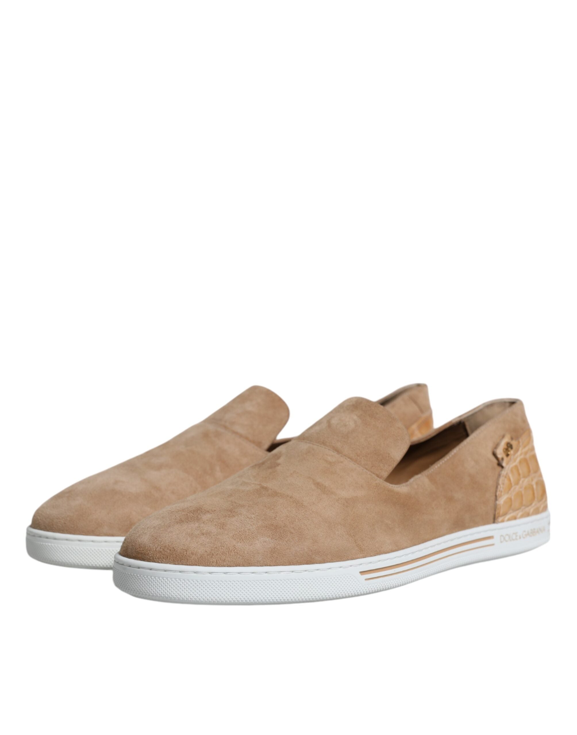 Dolce & Gabbana Beige Suede Caiman Loafers LUNESCAPE