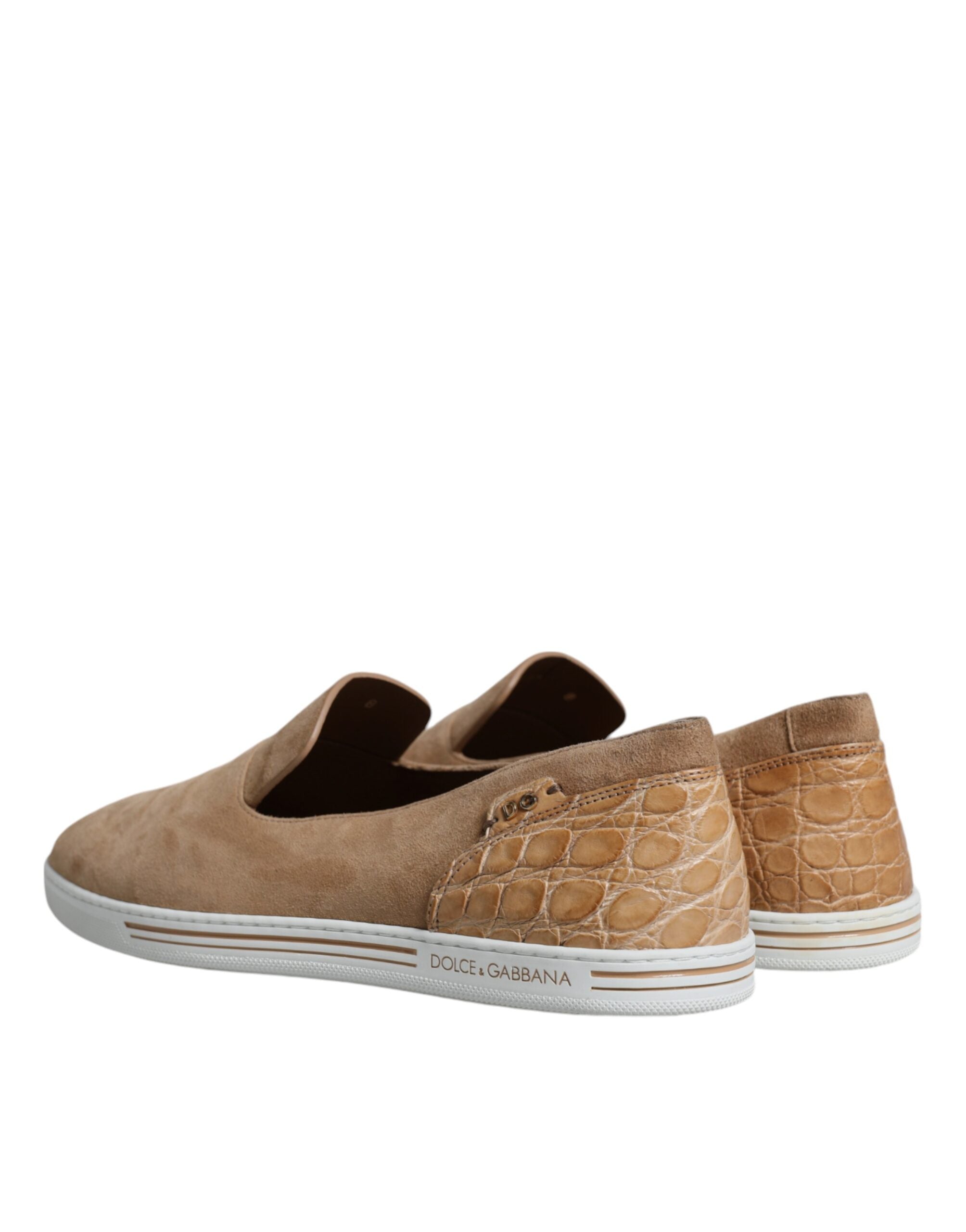 Dolce & Gabbana Beige Suede Caiman Loafers LUNESCAPE