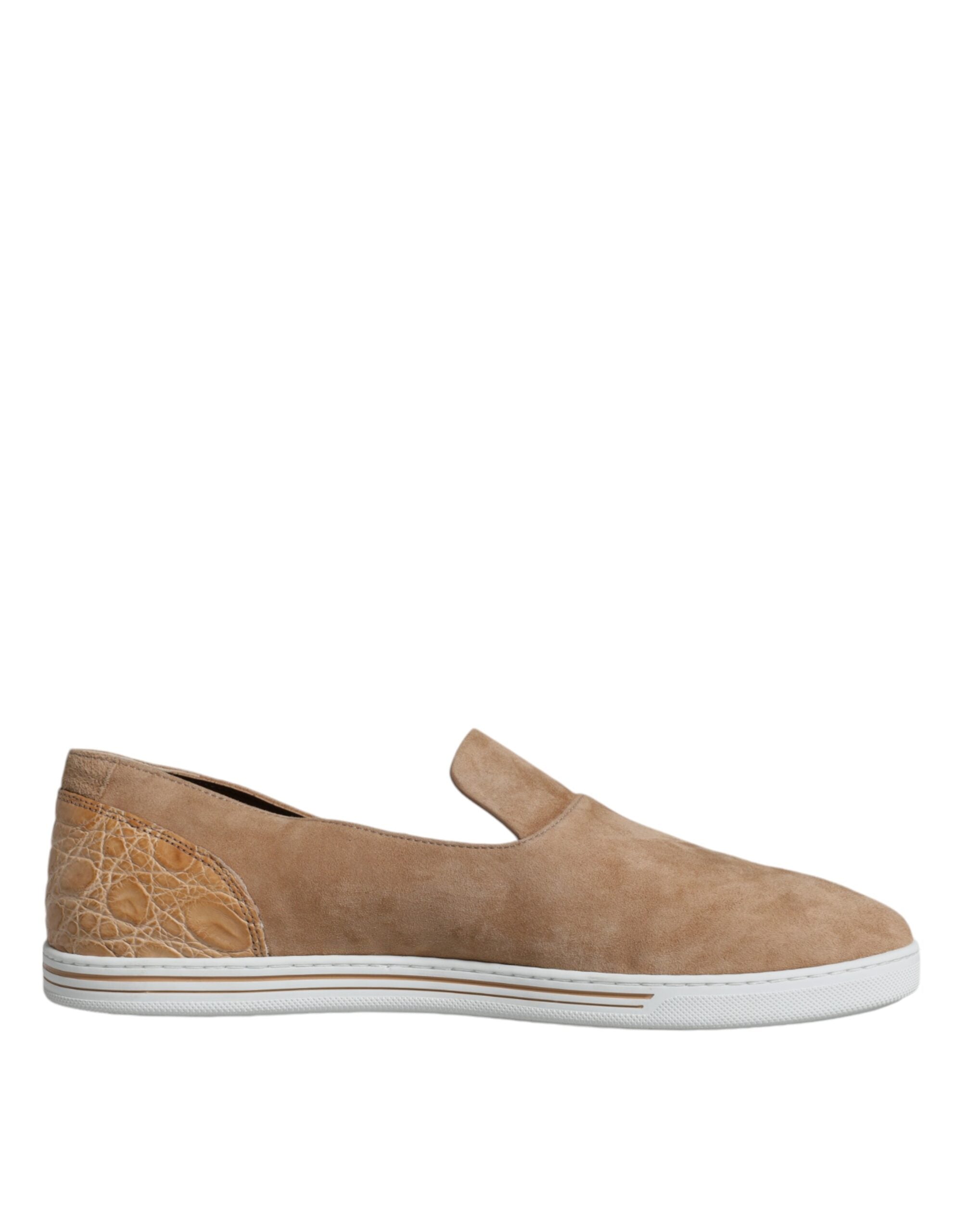 Dolce & Gabbana Beige Suede Caiman Loafers LUNESCAPE