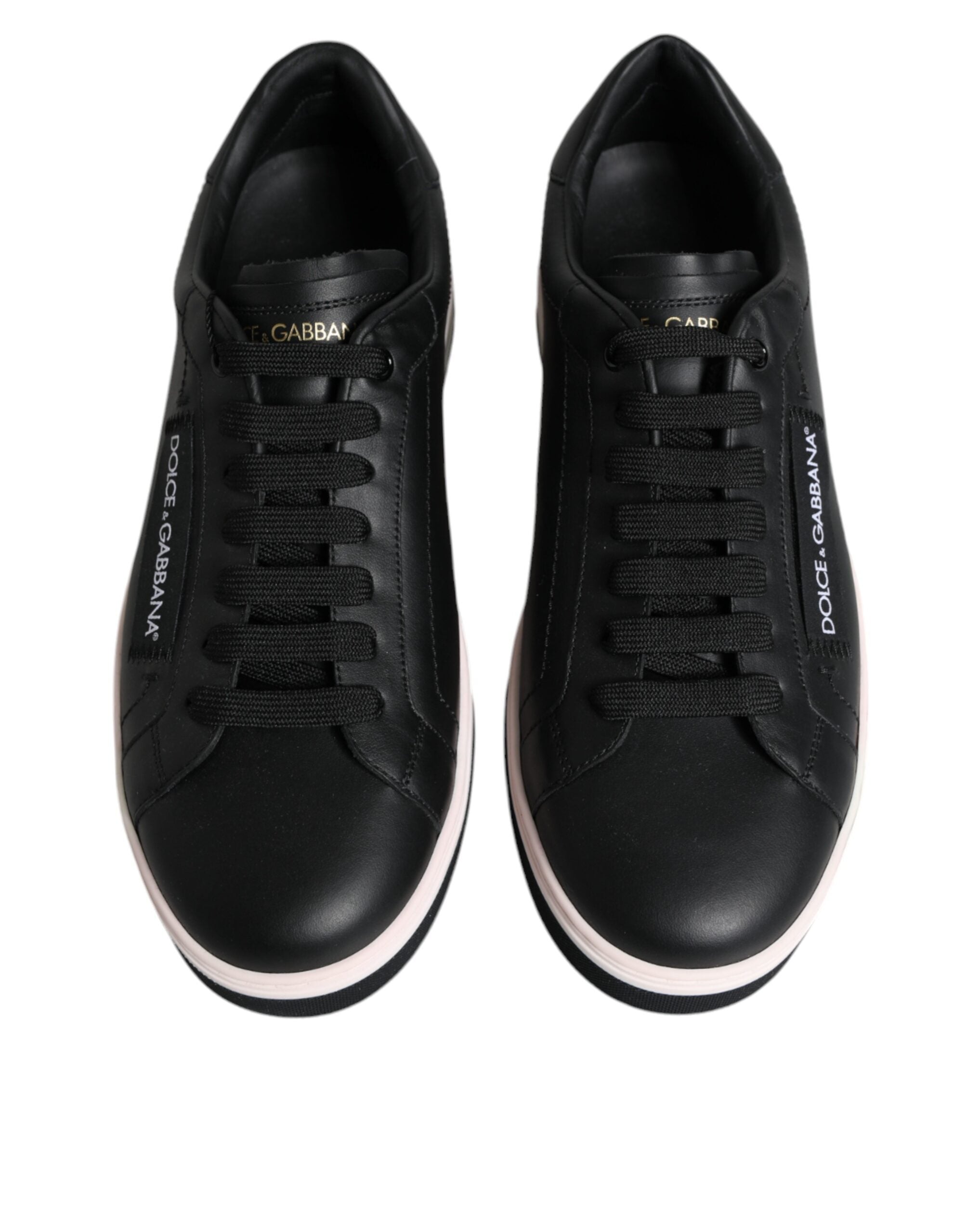 Dolce & Gabbana Black Leather Low Top Men Sneakers Shoes LUNESCAPE