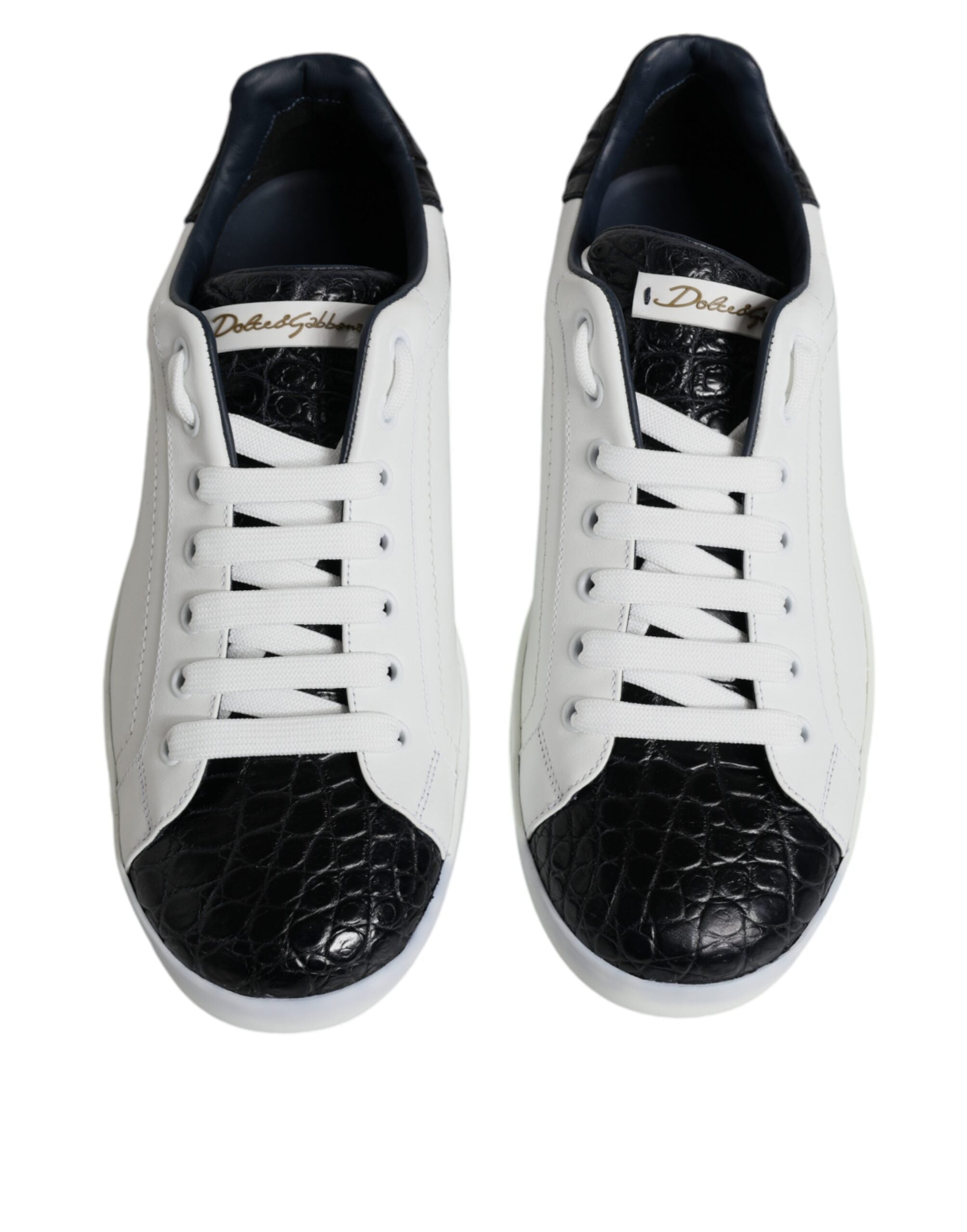 Dolce & Gabbana White Leather Logo Portofino Sneaker Shoes LUNESCAPE