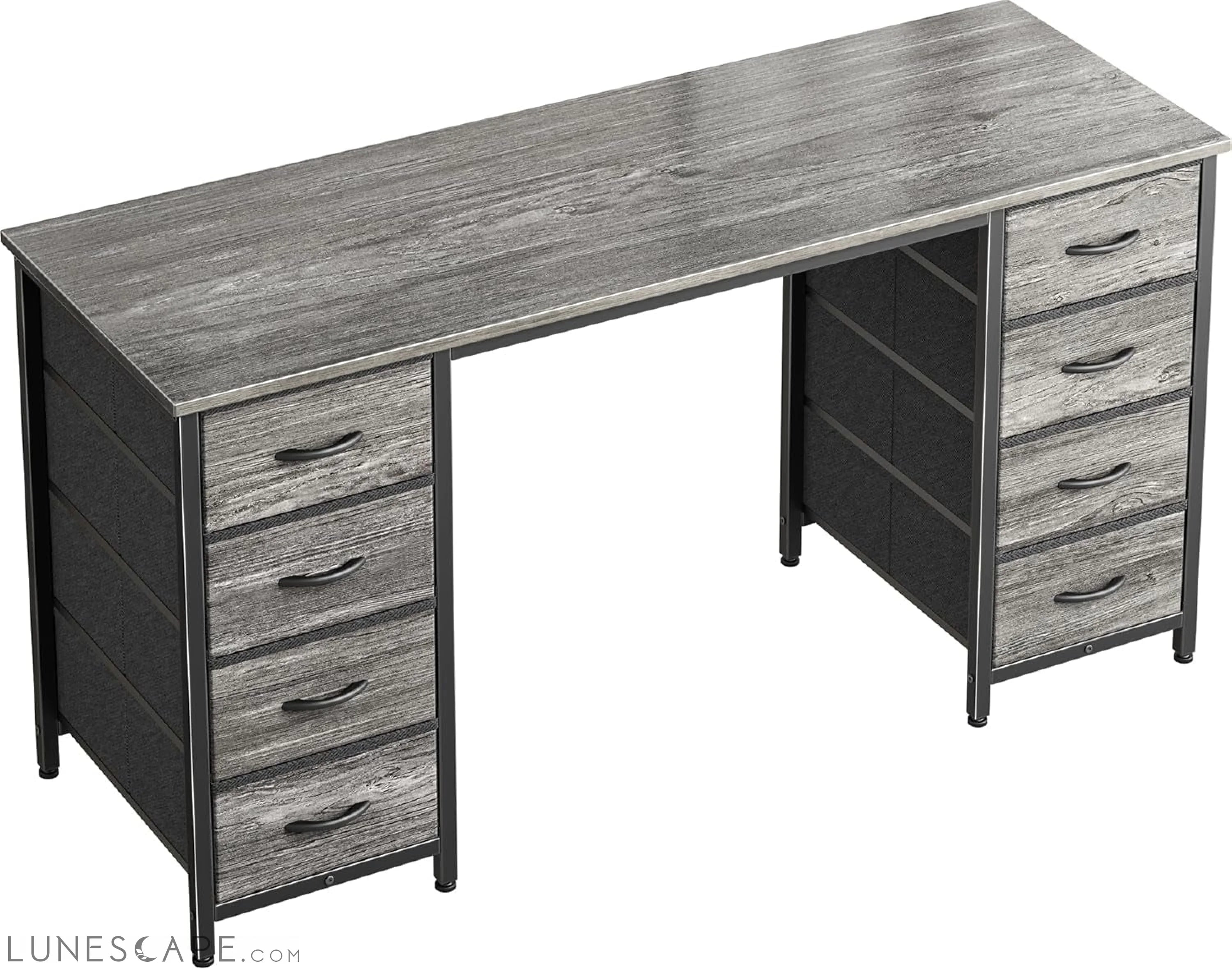 47 Inch Computer Desk with 8 Drawers, Office Desk Work Desk for Home LUNESCAPE
