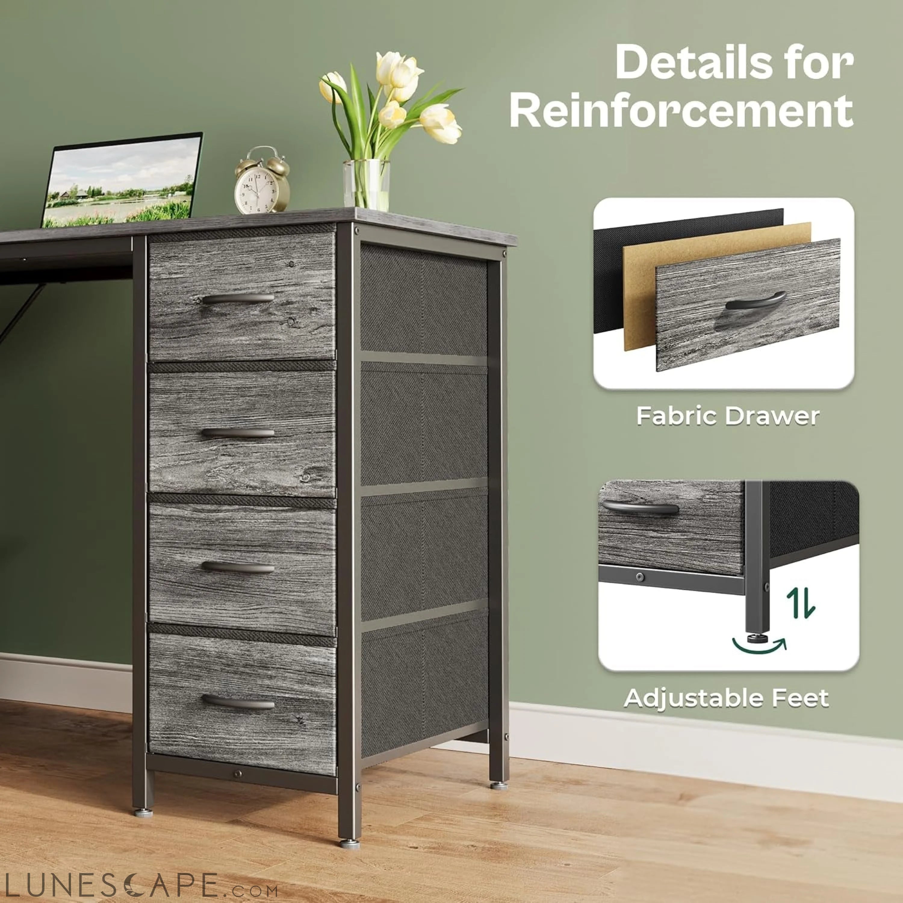 47 Inch Computer Desk with 8 Drawers, Office Desk Work Desk for Home LUNESCAPE