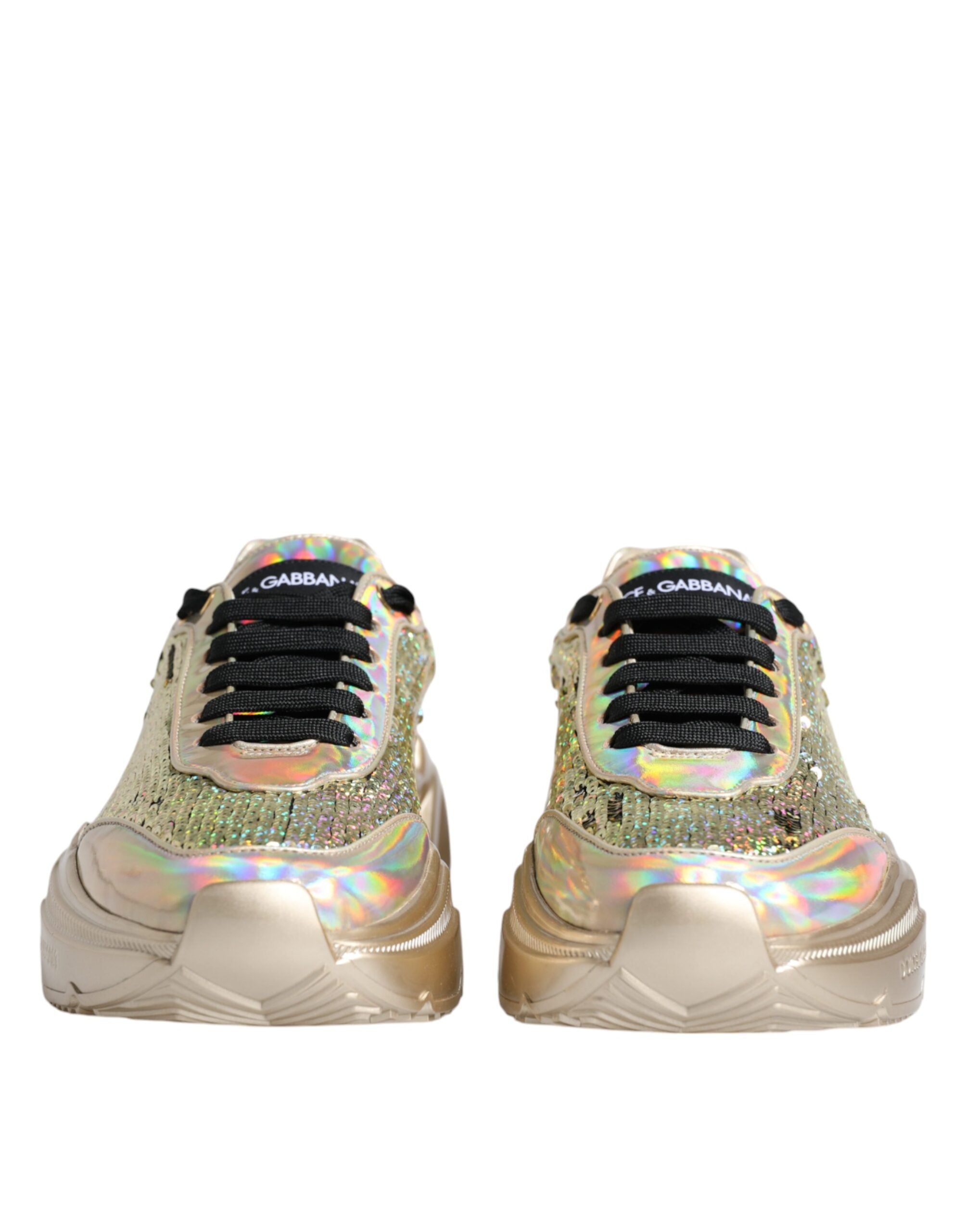 Dolce & Gabbana Gold Sequin Iridiscent Daymaster Sneakers Shoes LUNESCAPE