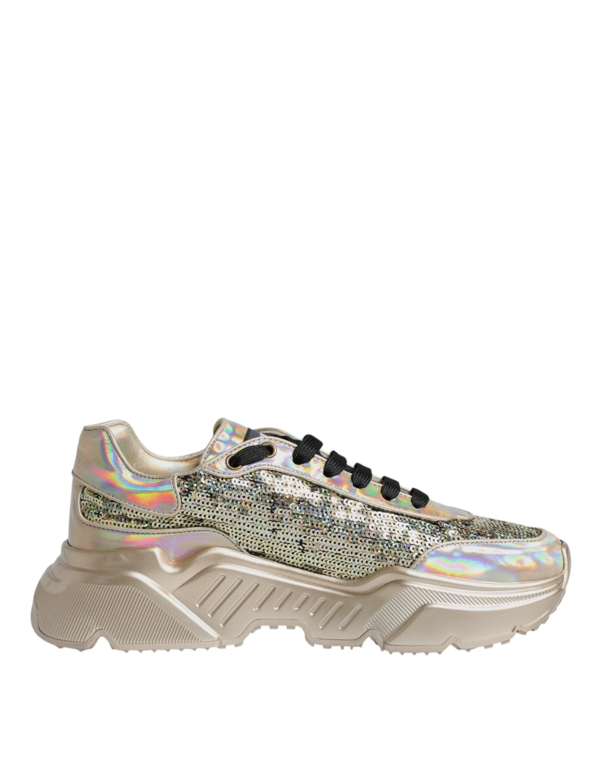 Dolce & Gabbana Gold Sequin Iridiscent Daymaster Sneakers Shoes LUNESCAPE