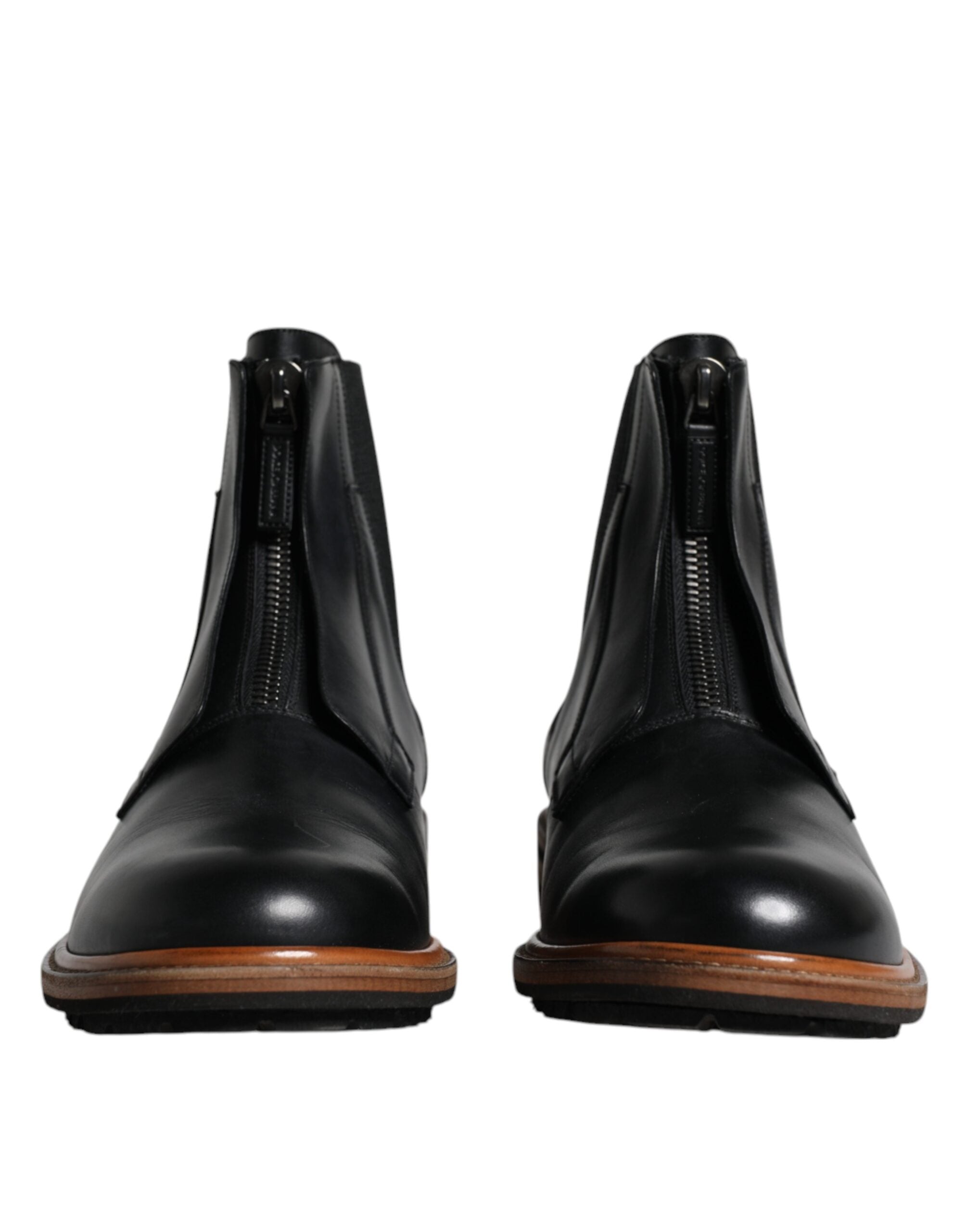 Dolce & Gabbana Black Leather Chelsea Mid Calf Men Boots Shoes LUNESCAPE