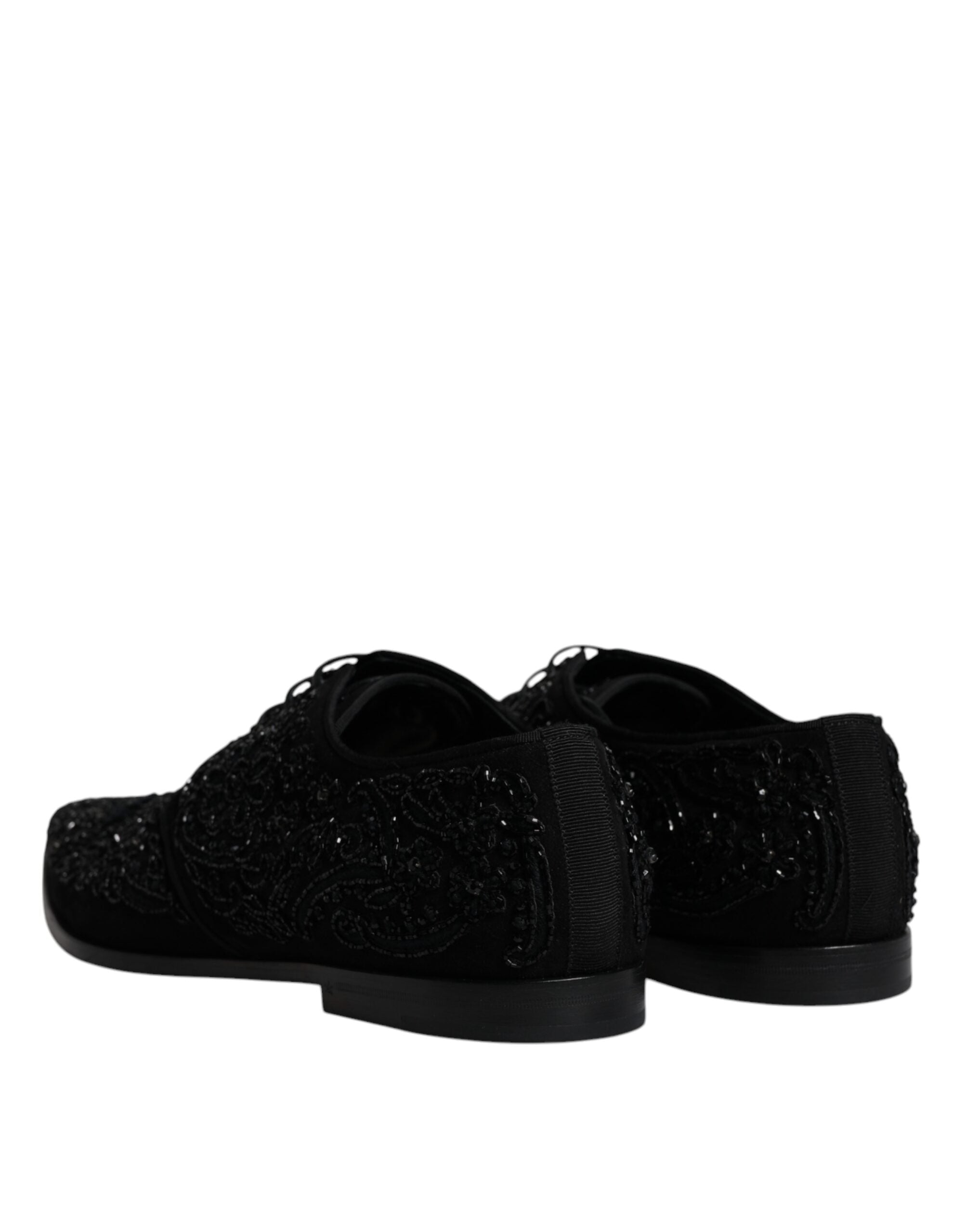 Dolce & Gabbana Black Embellished Suede Derby Formal Shoes LUNESCAPE