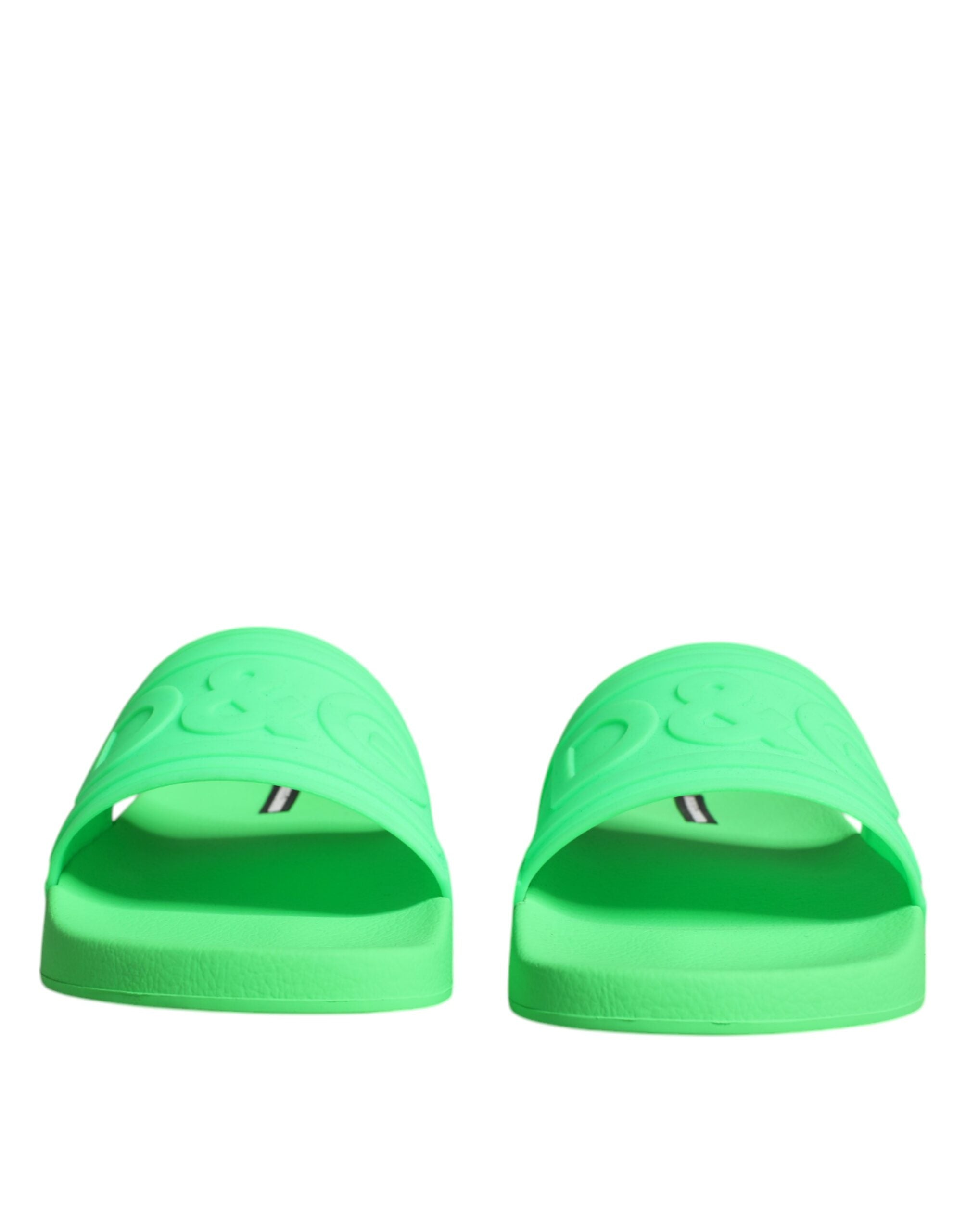 Dolce & Gabbana Green Leather Slides Sandals Beachwear Shoes LUNESCAPE