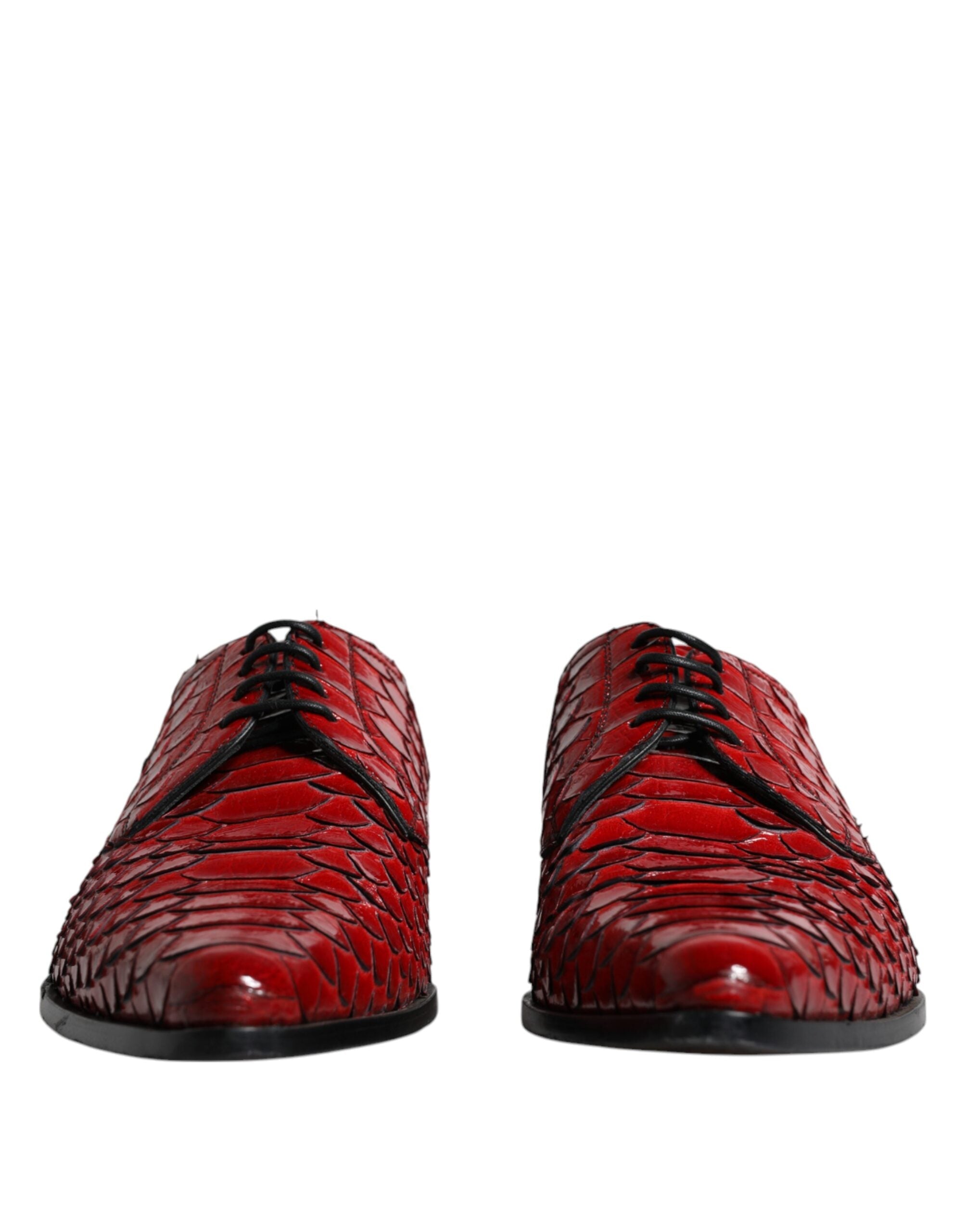 Dolce & Gabbana Red Textured Varnished Derby Men Formal Shoes LUNESCAPE