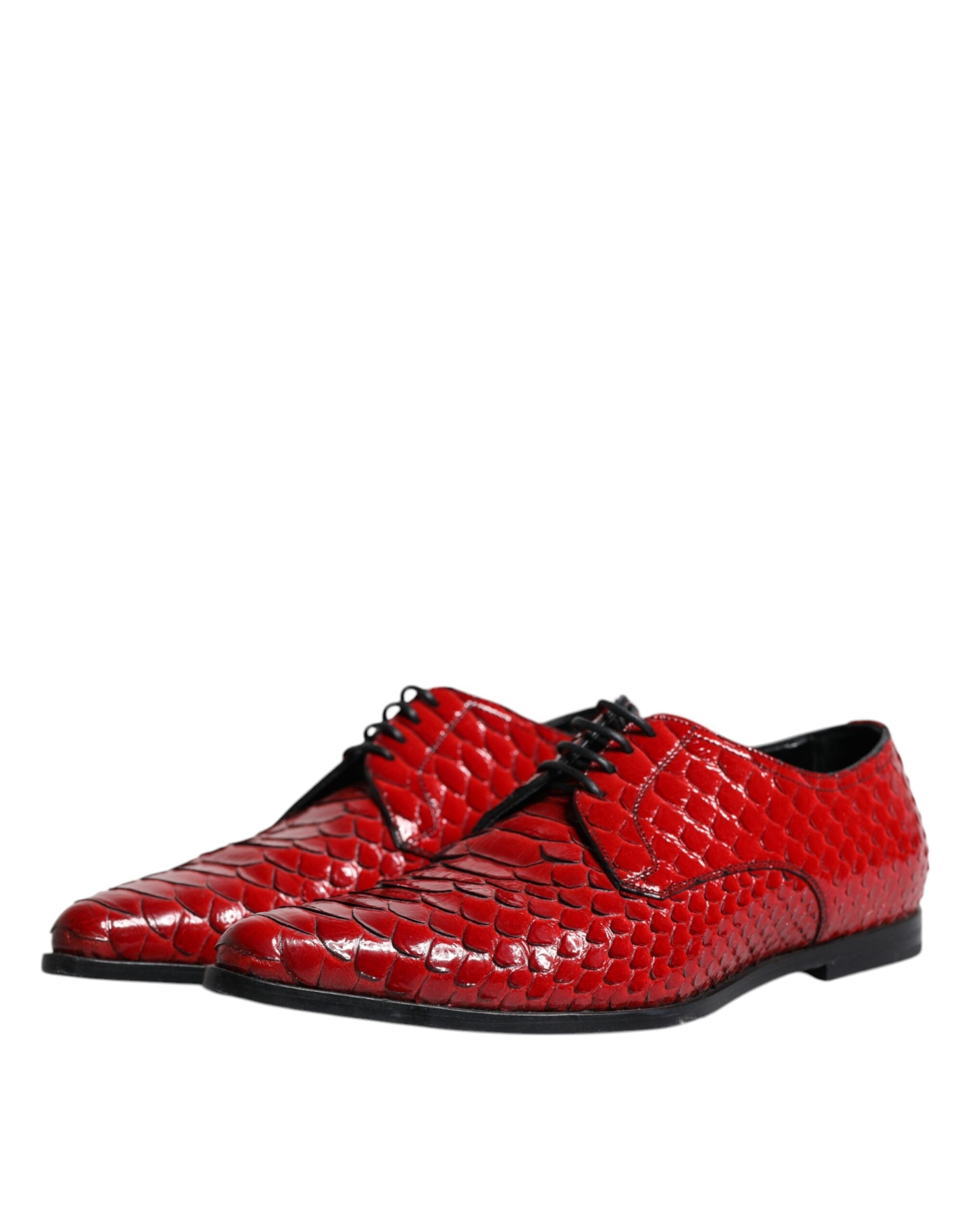 Dolce & Gabbana Red Textured Varnished Derby Men Formal Shoes LUNESCAPE