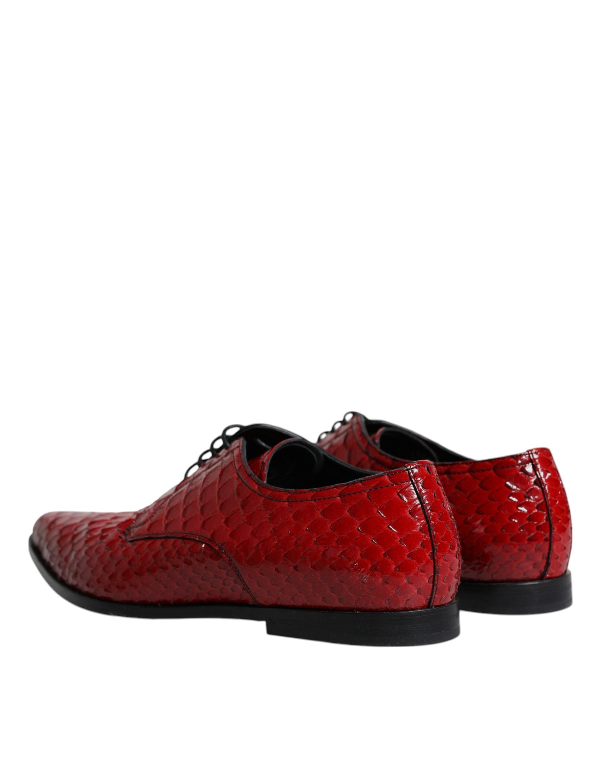 Dolce & Gabbana Red Textured Varnished Derby Men Formal Shoes LUNESCAPE