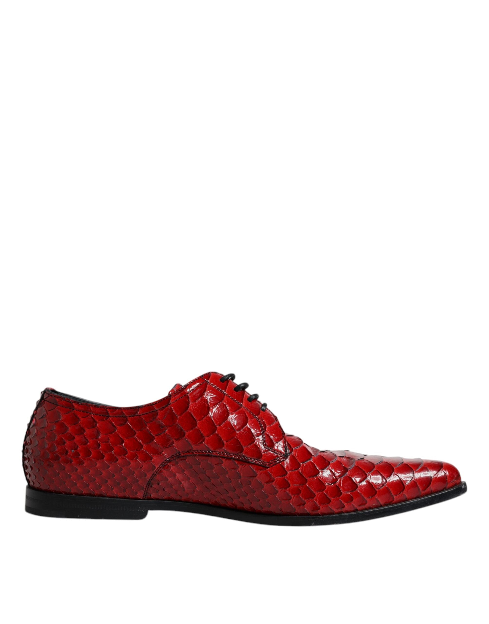 Dolce & Gabbana Red Textured Varnished Derby Men Formal Shoes LUNESCAPE