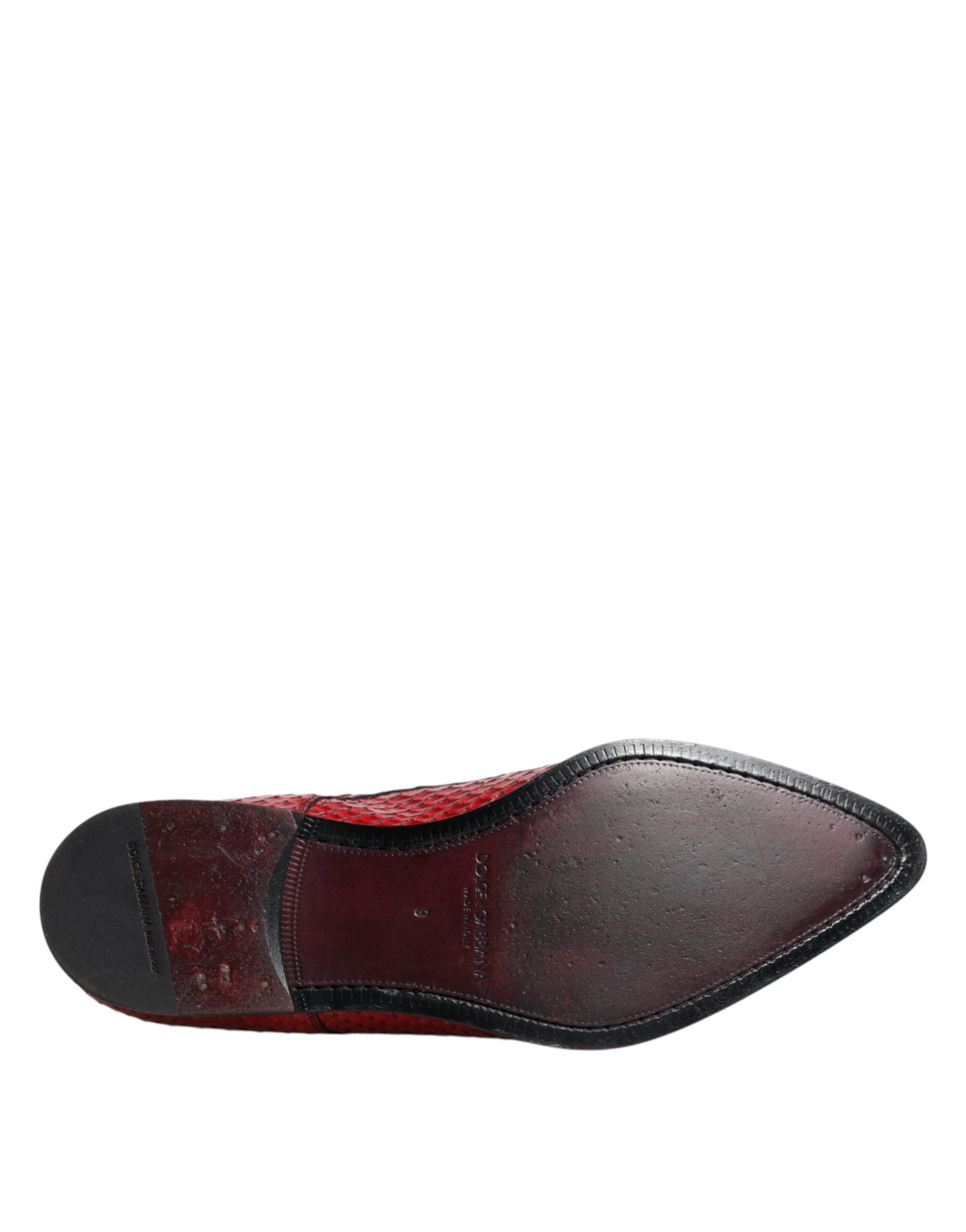 Dolce & Gabbana Red Textured Varnished Derby Men Formal Shoes LUNESCAPE