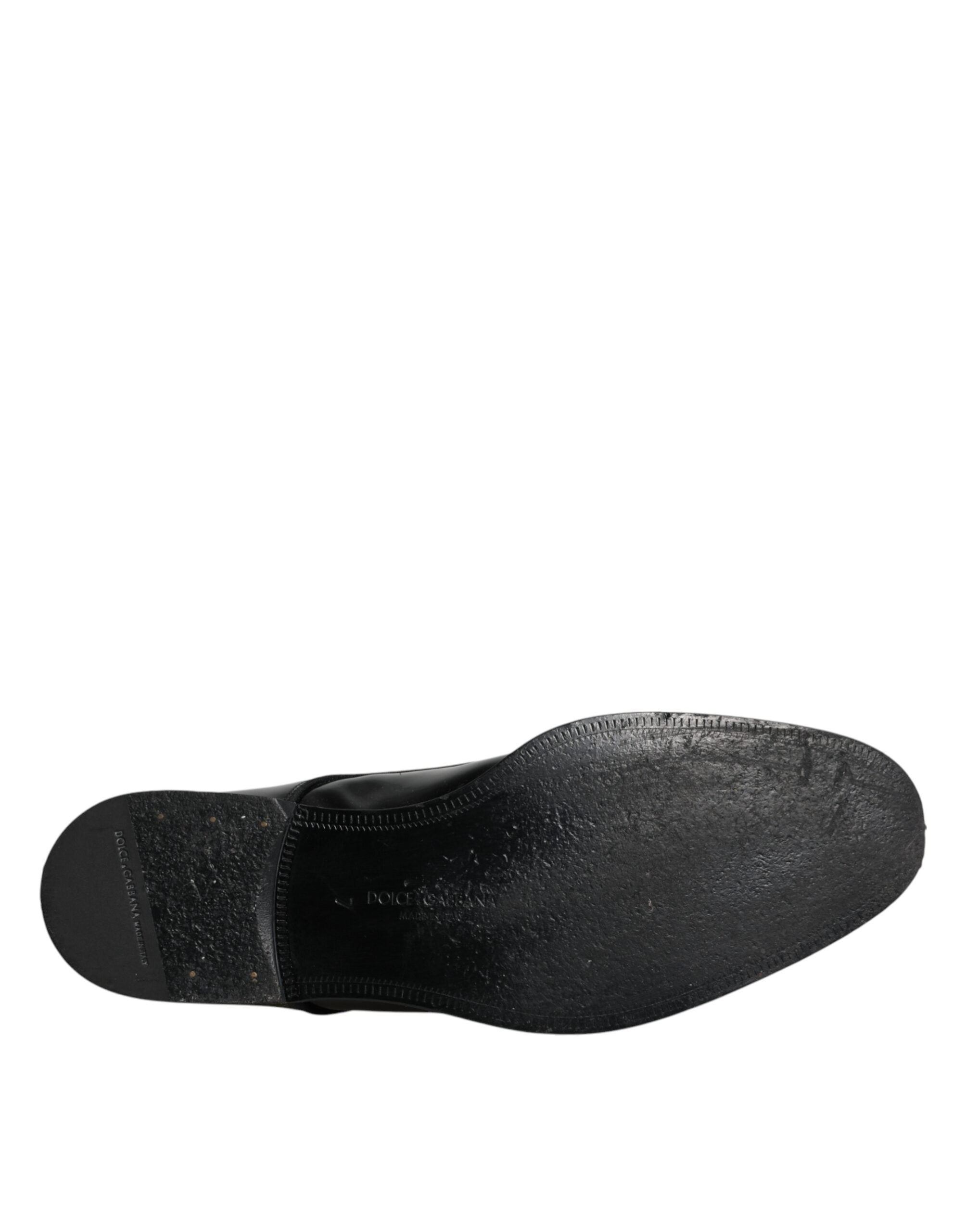 Dolce & Gabbana Black Leather Lace Up Men Derby Formal Shoes LUNESCAPE
