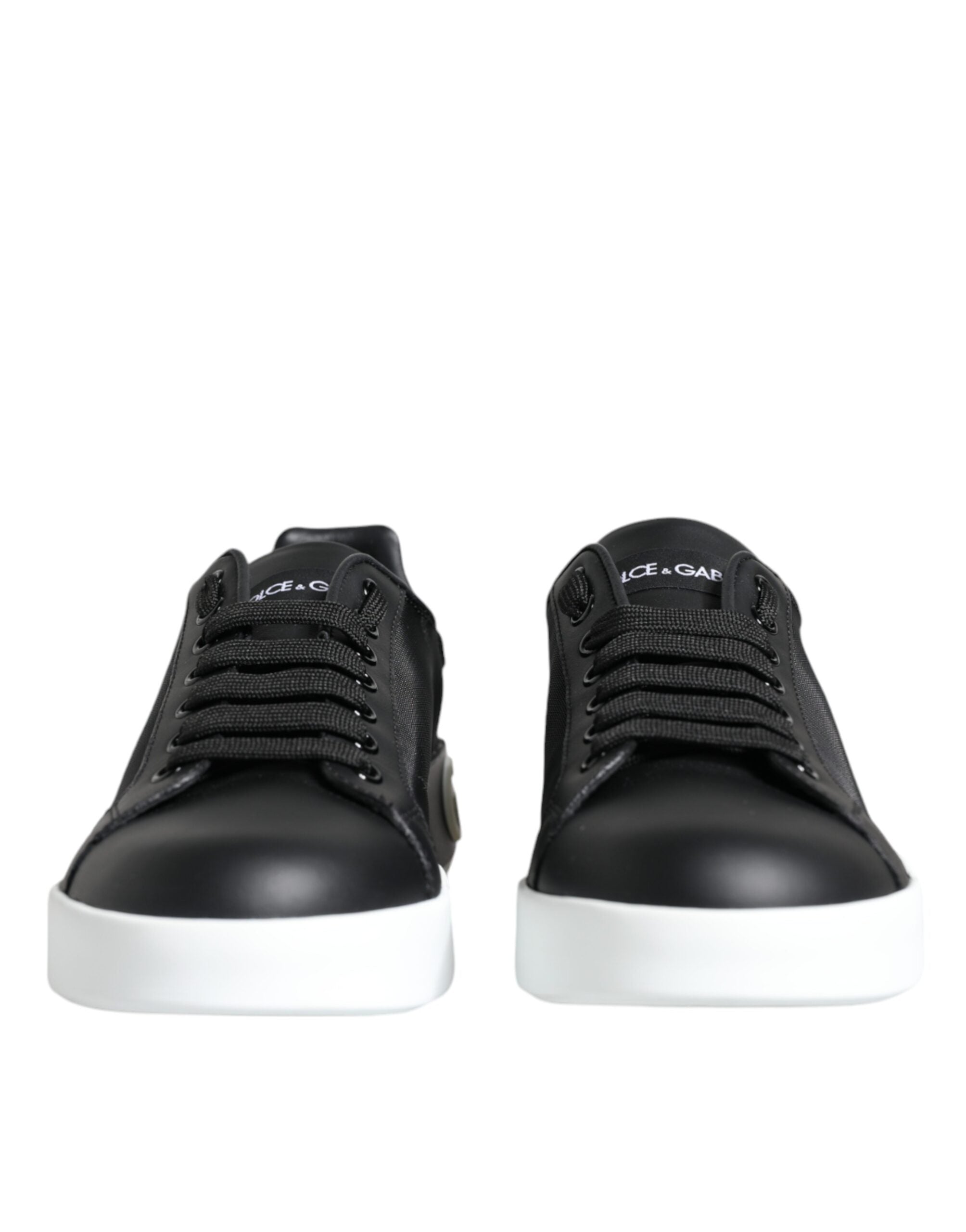 Dolce & Gabbana Black Calf Leather Portofino Sneakers Shoes LUNESCAPE