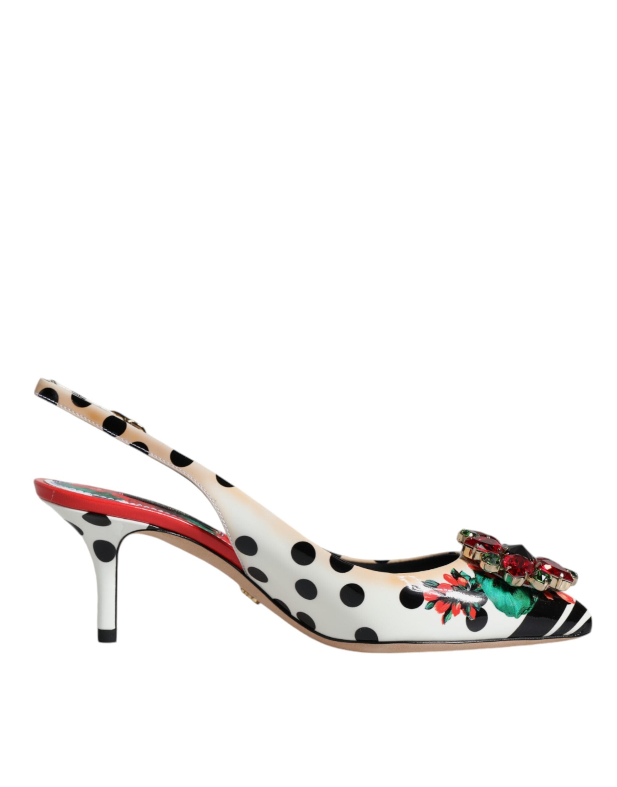 Dolce & Gabbana Multicolor Leather Crystal Heels Slingback Shoes LUNESCAPE
