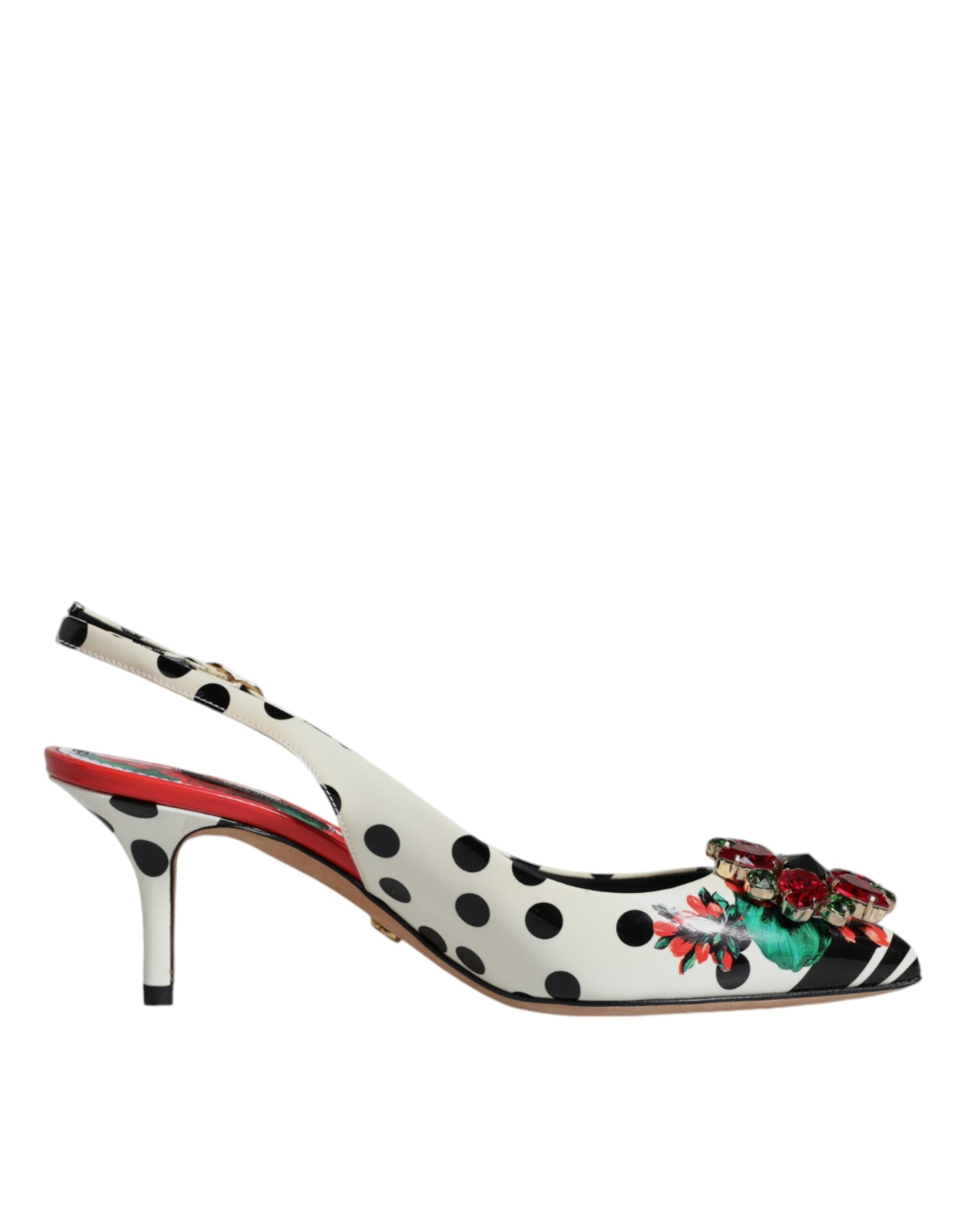Dolce & Gabbana Multicolor Leather Crystal Heels Slingback Shoes LUNESCAPE