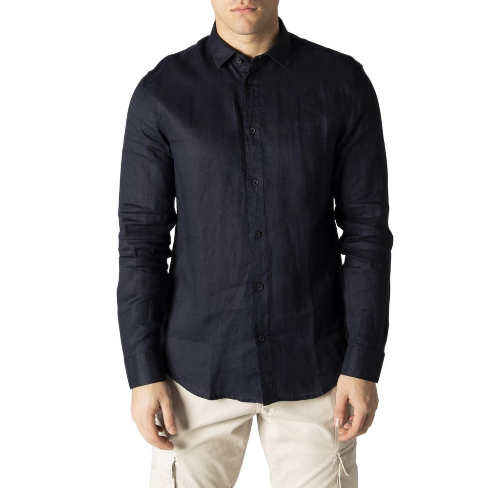 Armani Exchange Blue Linen Dress Shirt LUNESCAPE