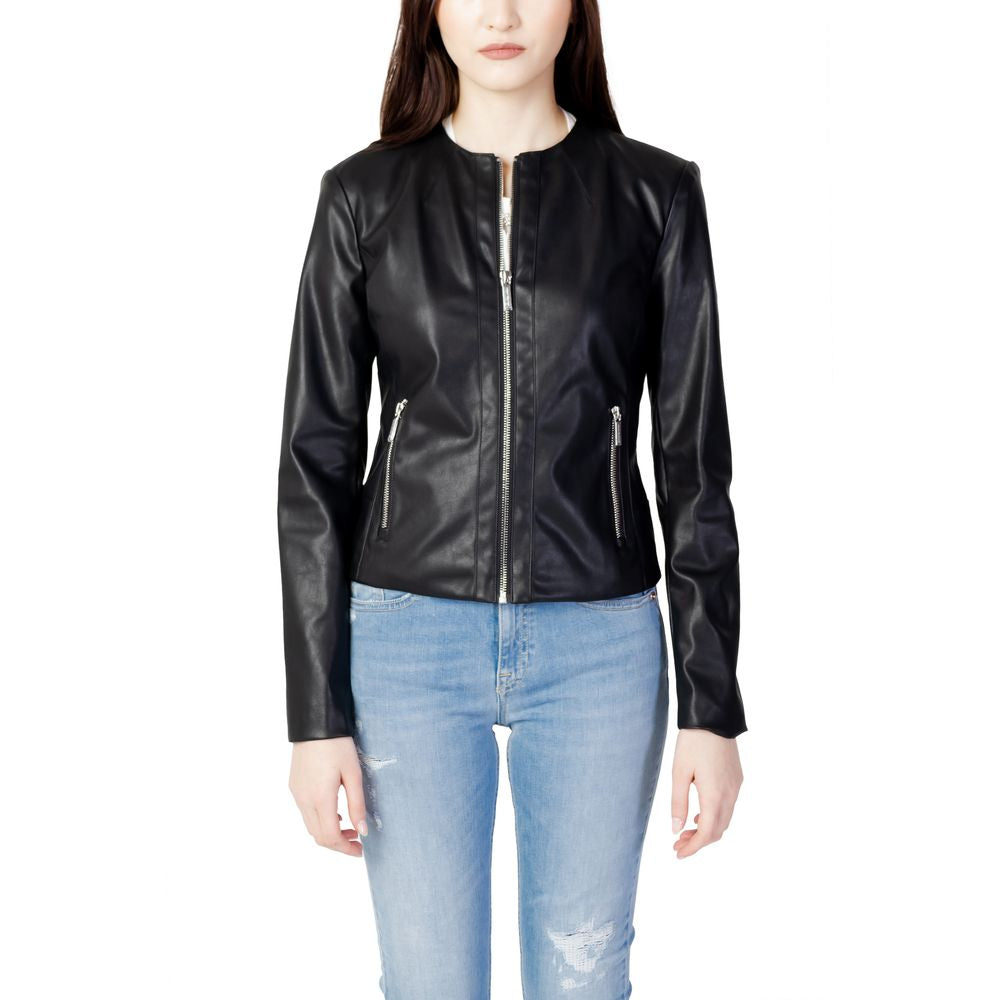 Armani Exchange Black Polyester Leather Jacket