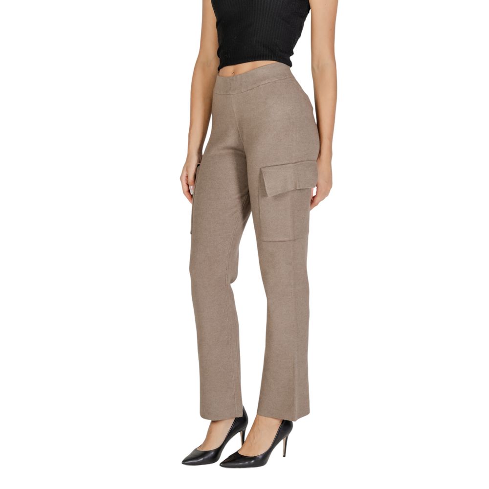 Vila Clothes Beige Viscose Cargo Pants