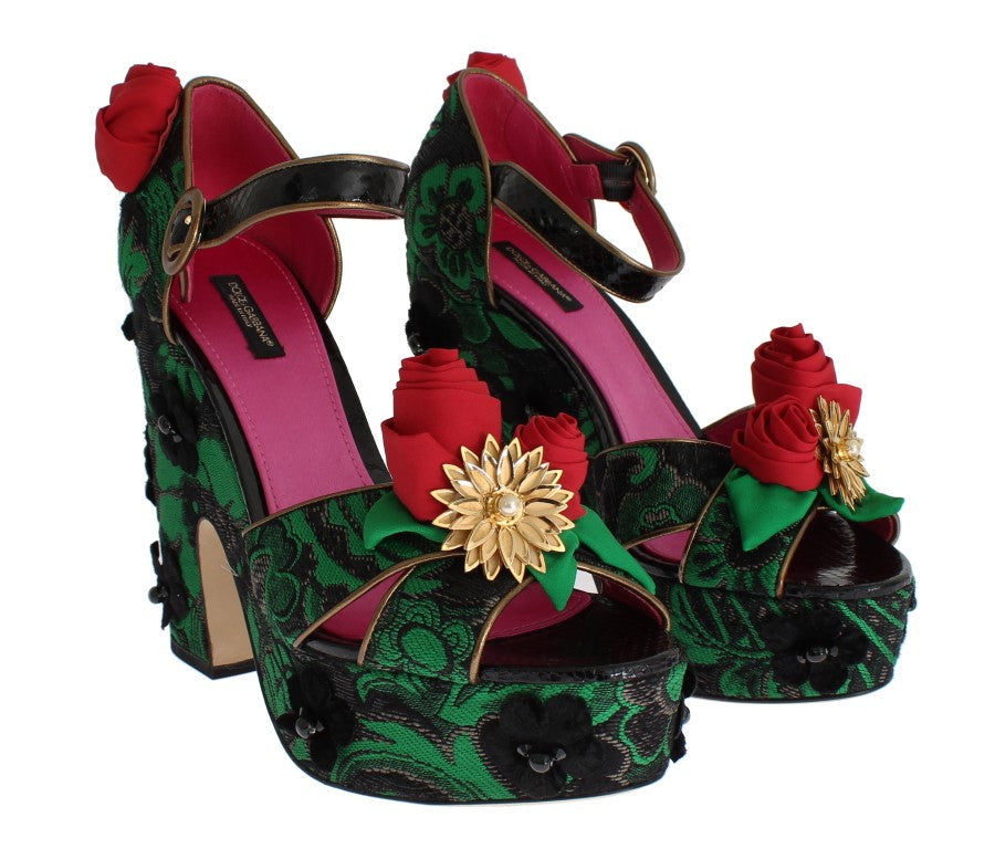 Dolce & Gabbana Enchanted Sicily Crystal Brocade Wedges LUNESCAPE