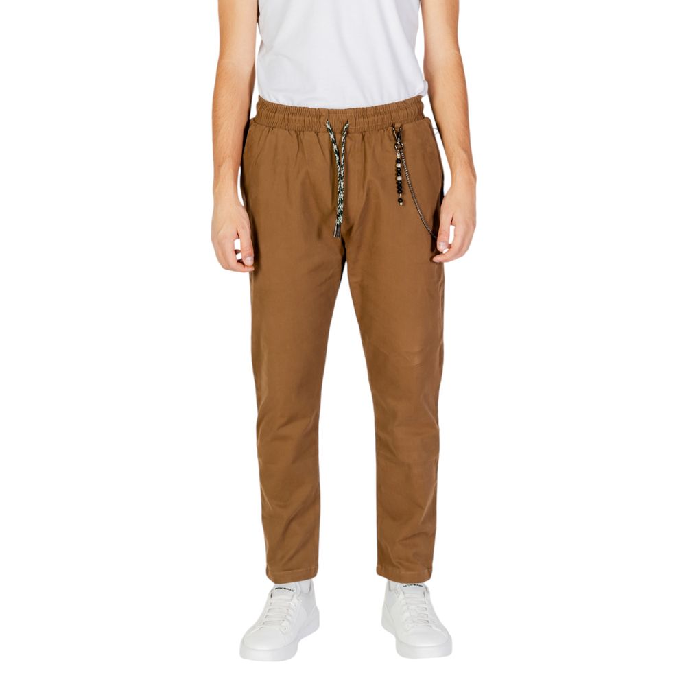 Gianni Lupo Brown Cotton Elastic Waist Drawstring Lounge Pant
