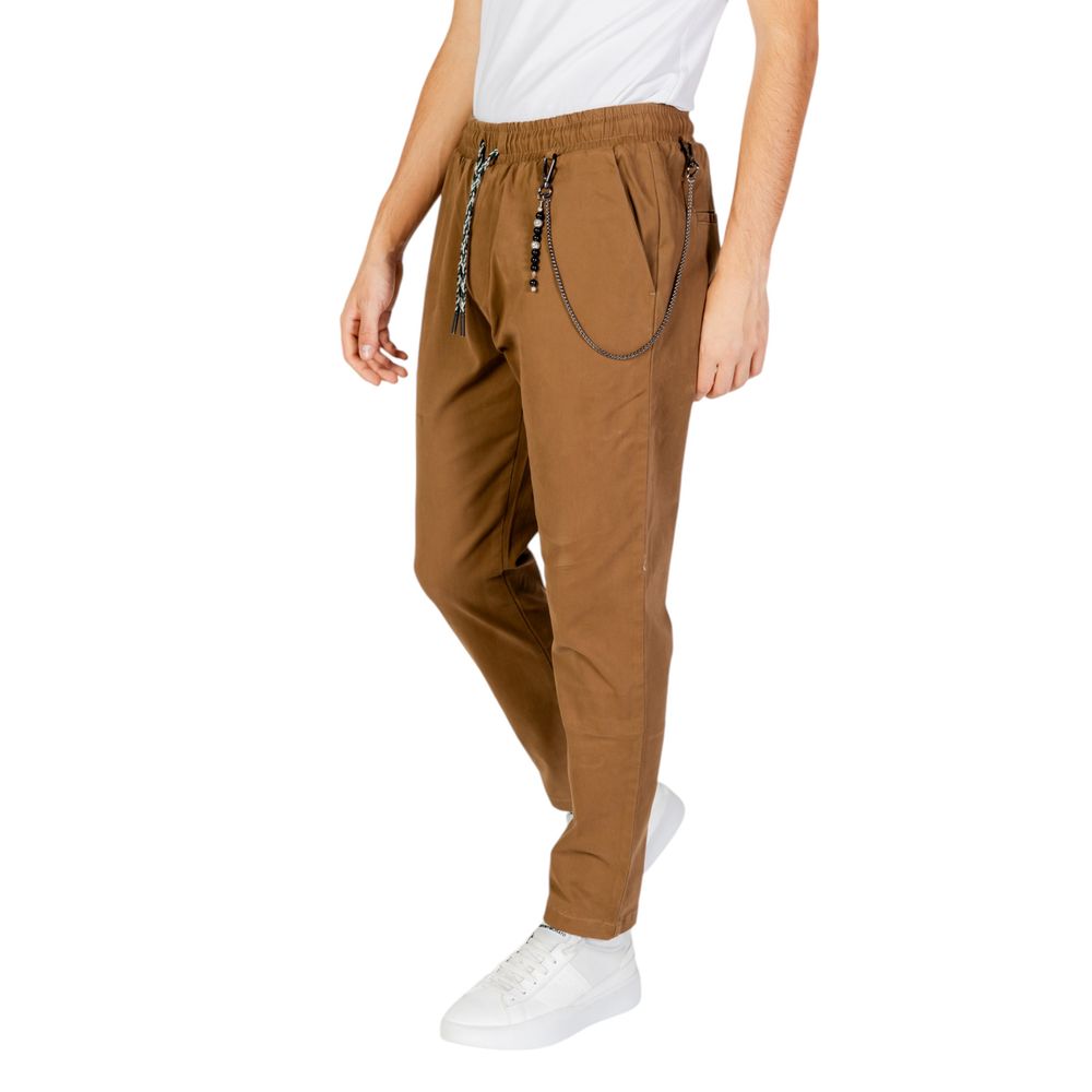 Gianni Lupo Brown Cotton Elastic Waist Drawstring Lounge Pant