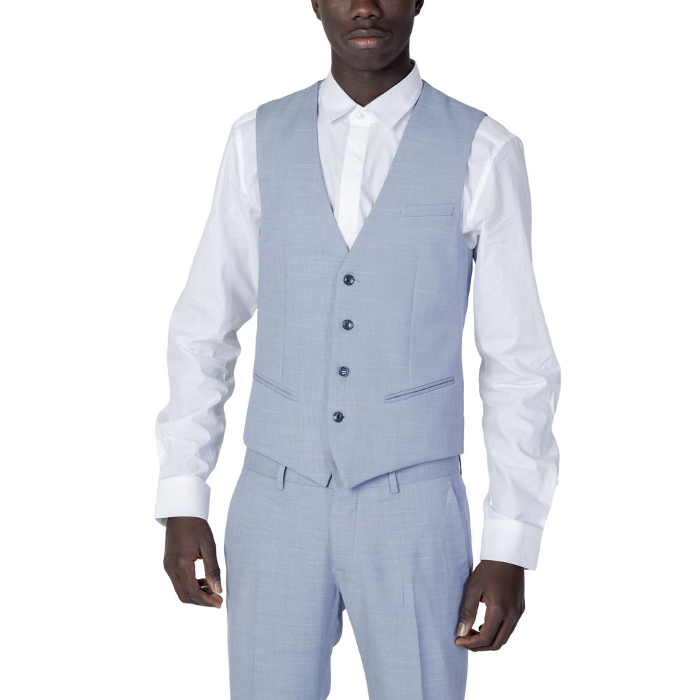 Antony Morato Blue Polyester Waistcoat LUNESCAPE