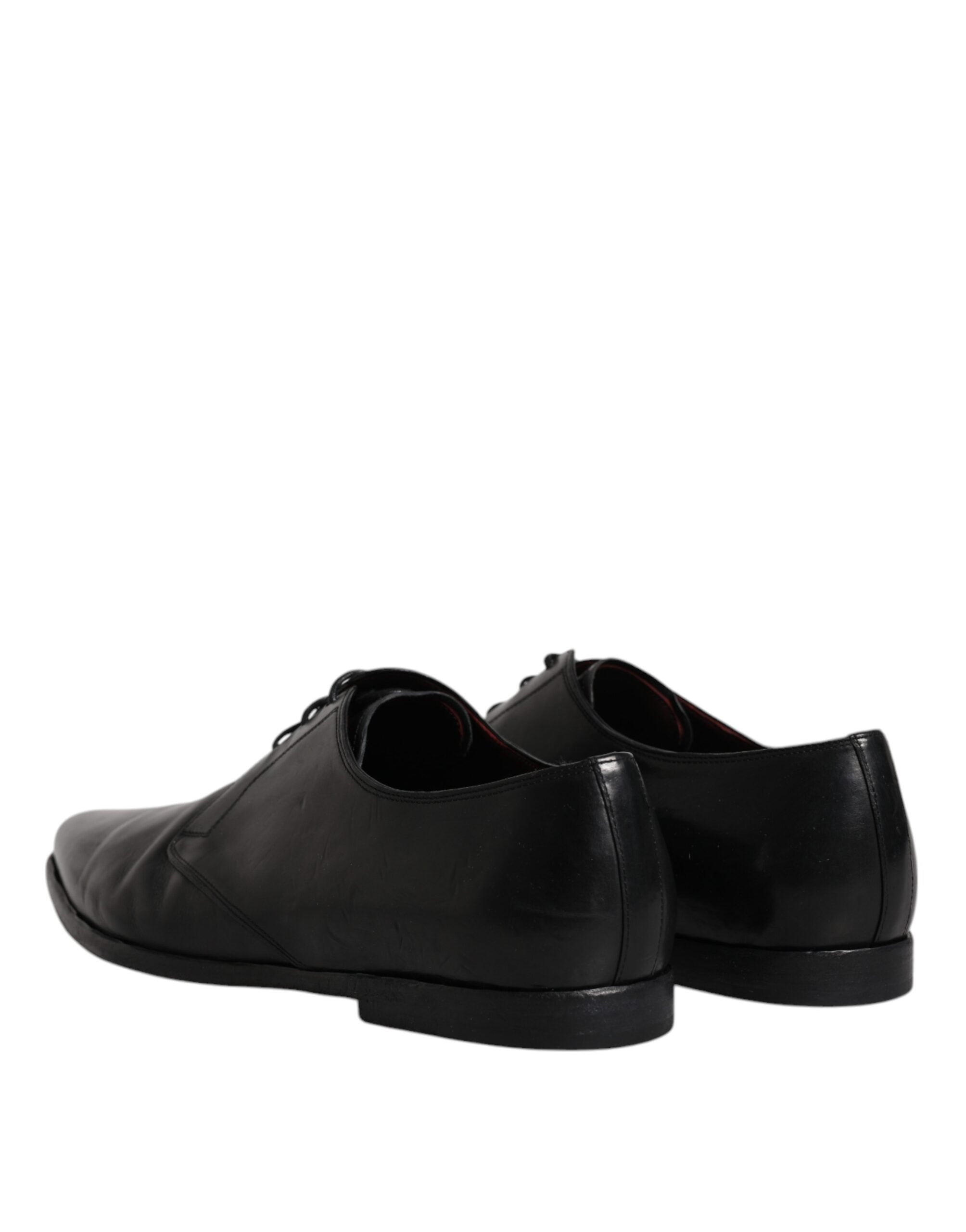 Dolce & Gabbana Black Leather Lace Up Men Derby Formal Shoes LUNESCAPE
