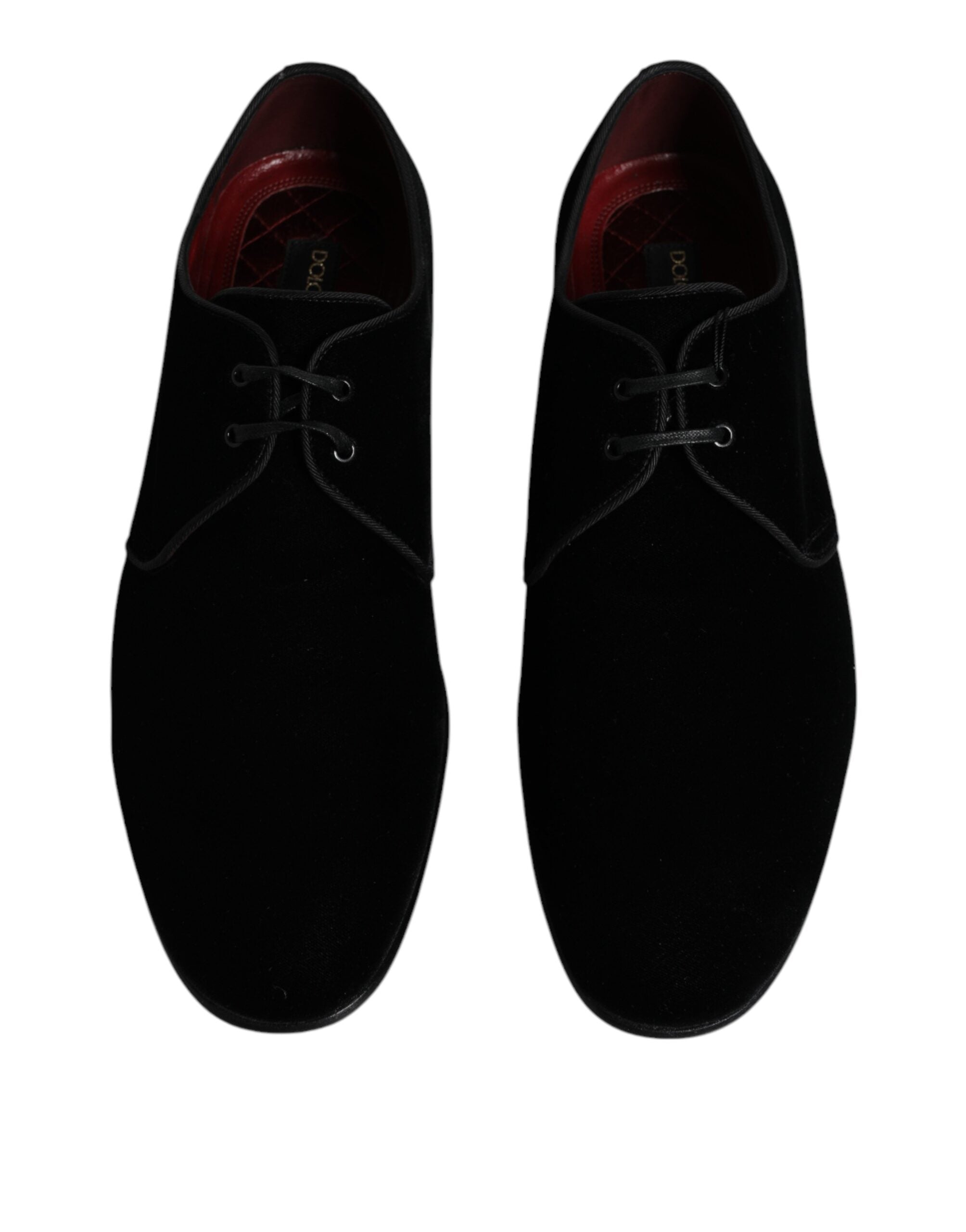 Dolce & Gabbana Black Velvet Leather Lace Up Derby Shoes LUNESCAPE