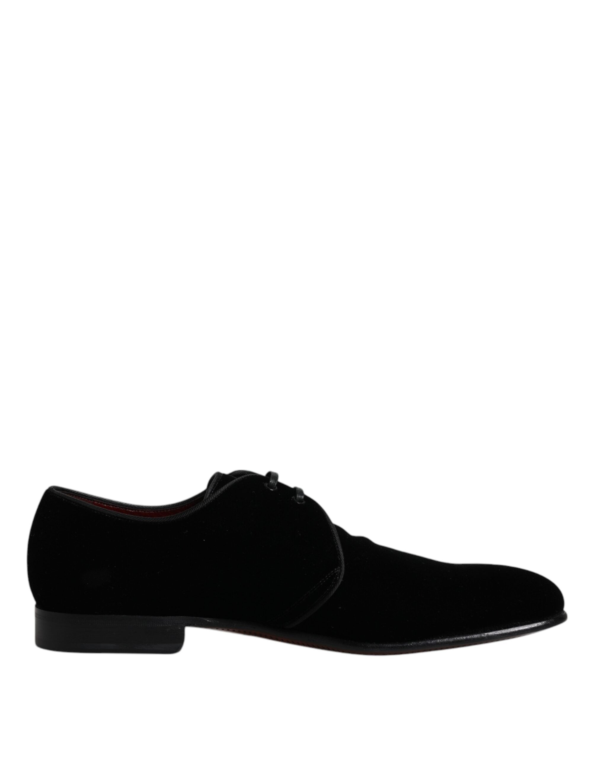Dolce & Gabbana Black Velvet Leather Lace Up Derby Shoes LUNESCAPE