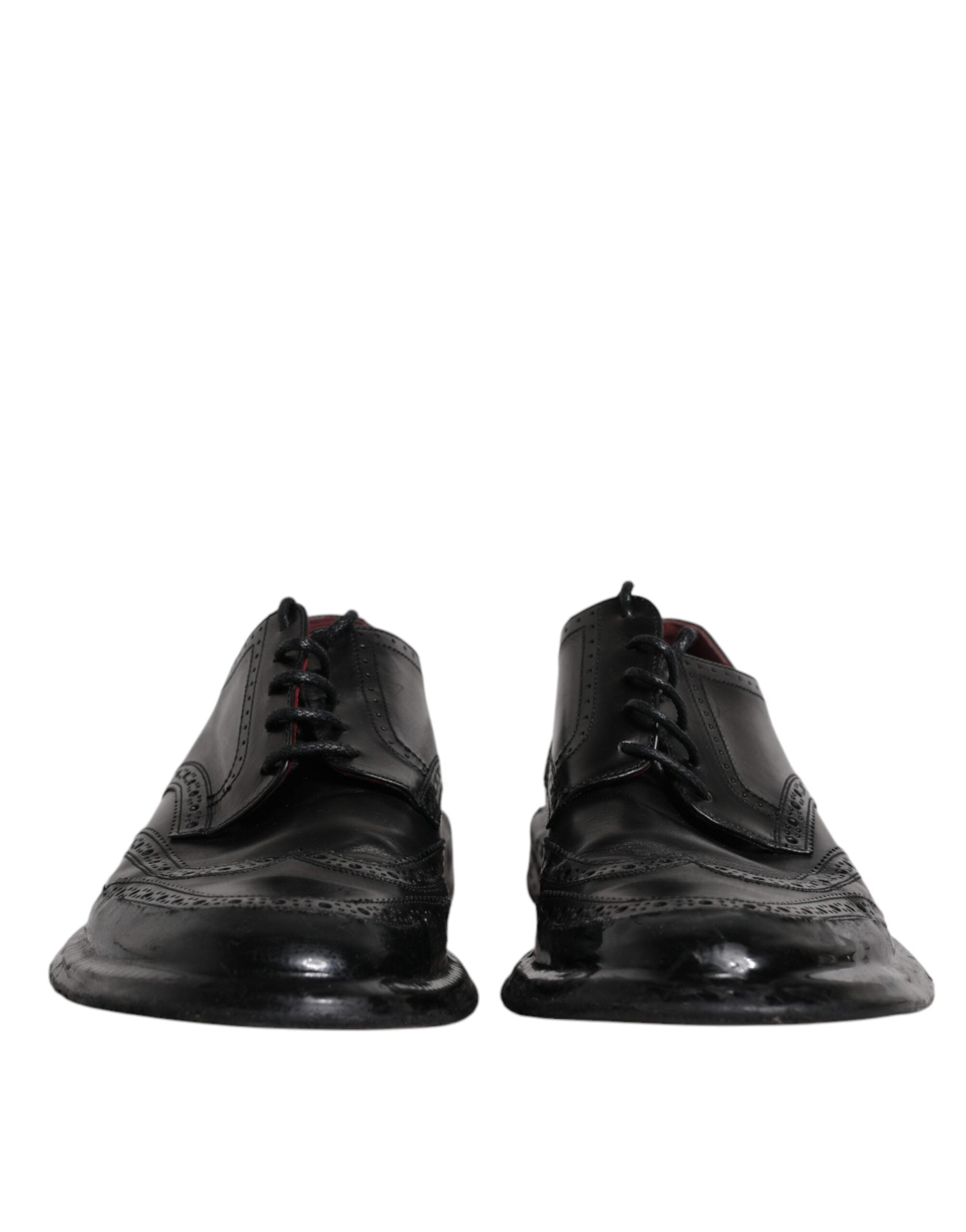 Dolce & Gabbana Black Leather Derby Wingtip Formal Shoes LUNESCAPE