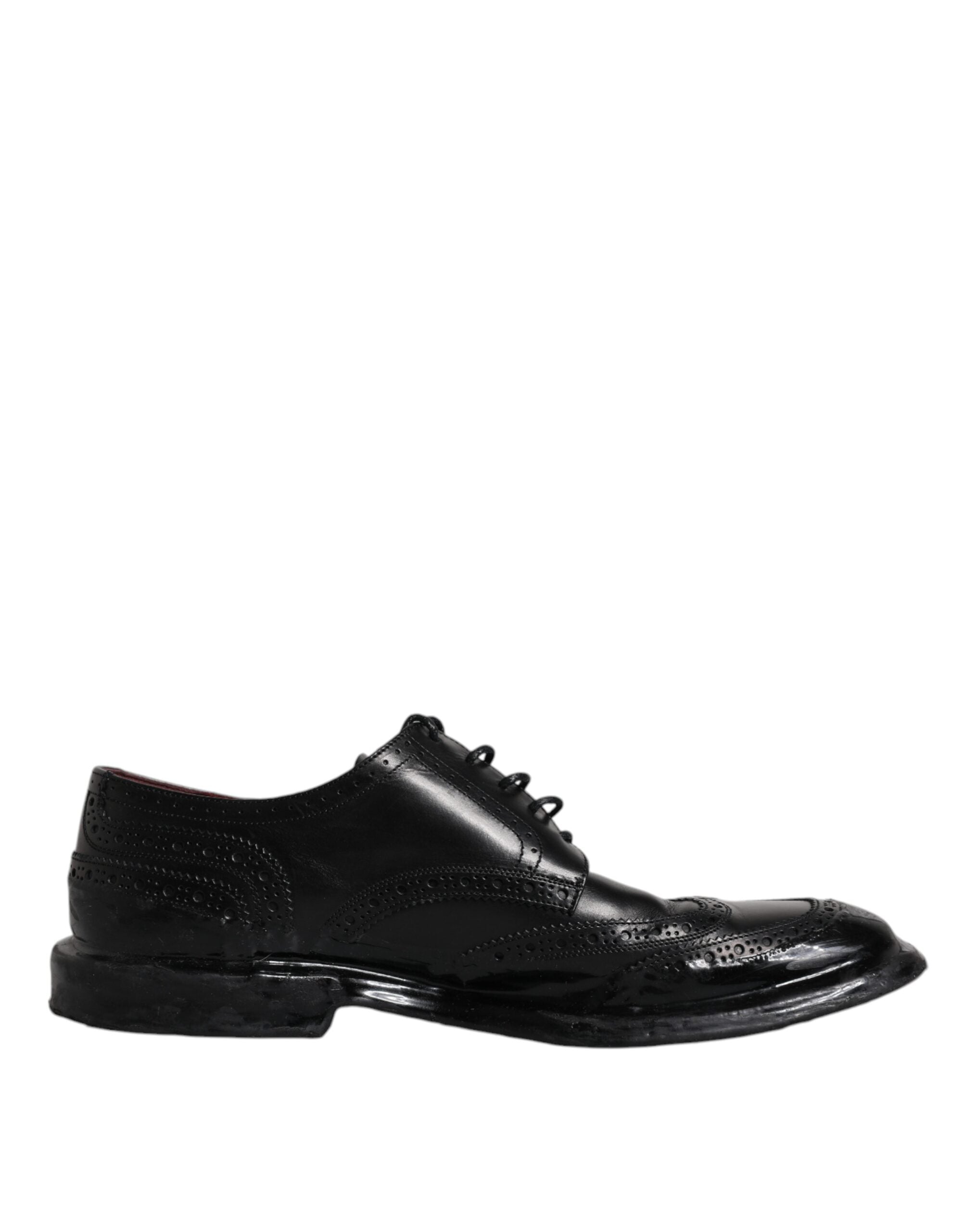 Dolce & Gabbana Black Leather Derby Wingtip Formal Shoes LUNESCAPE