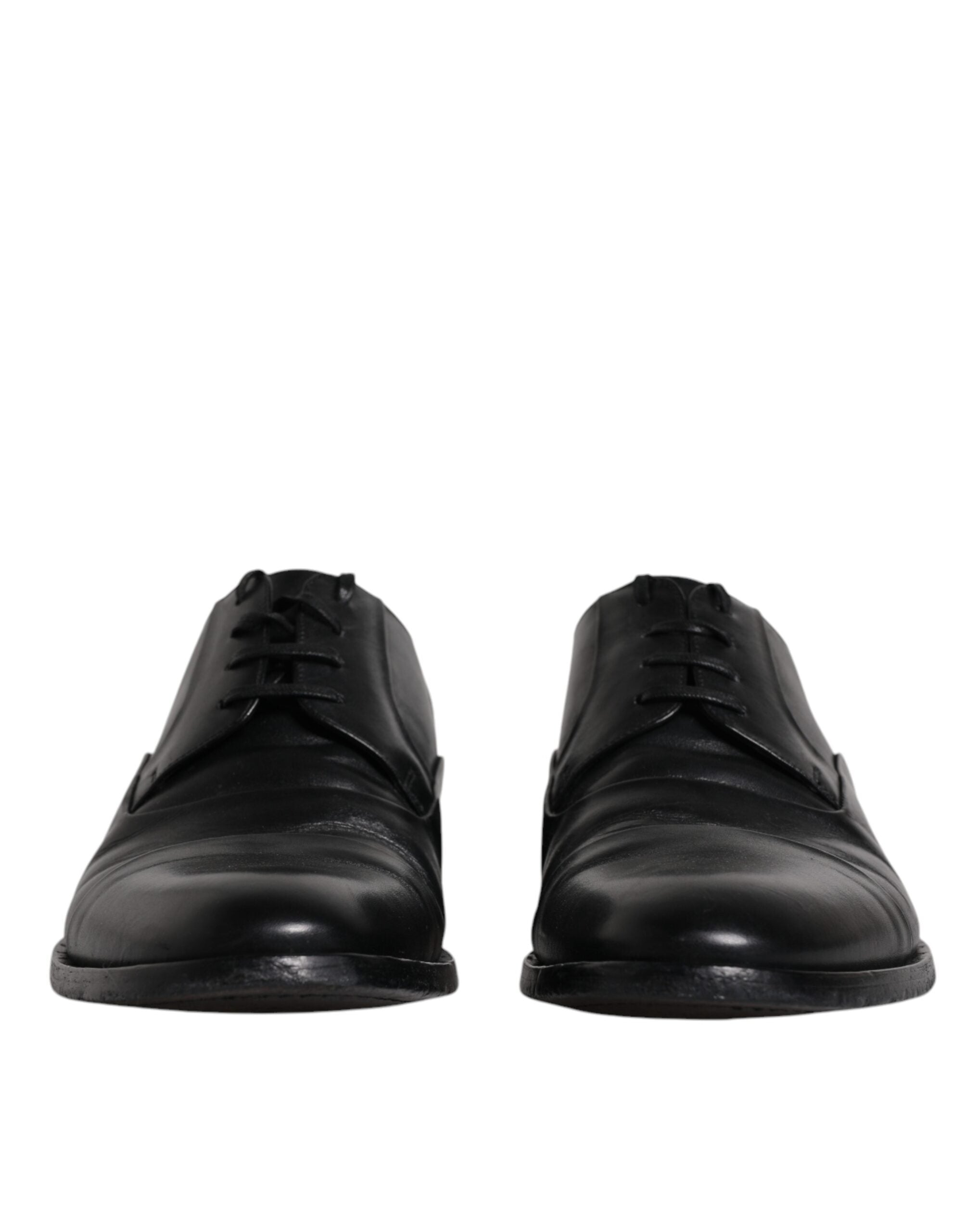 Dolce & Gabbana Black Leather Lace Up Men Derby Formal Shoes LUNESCAPE