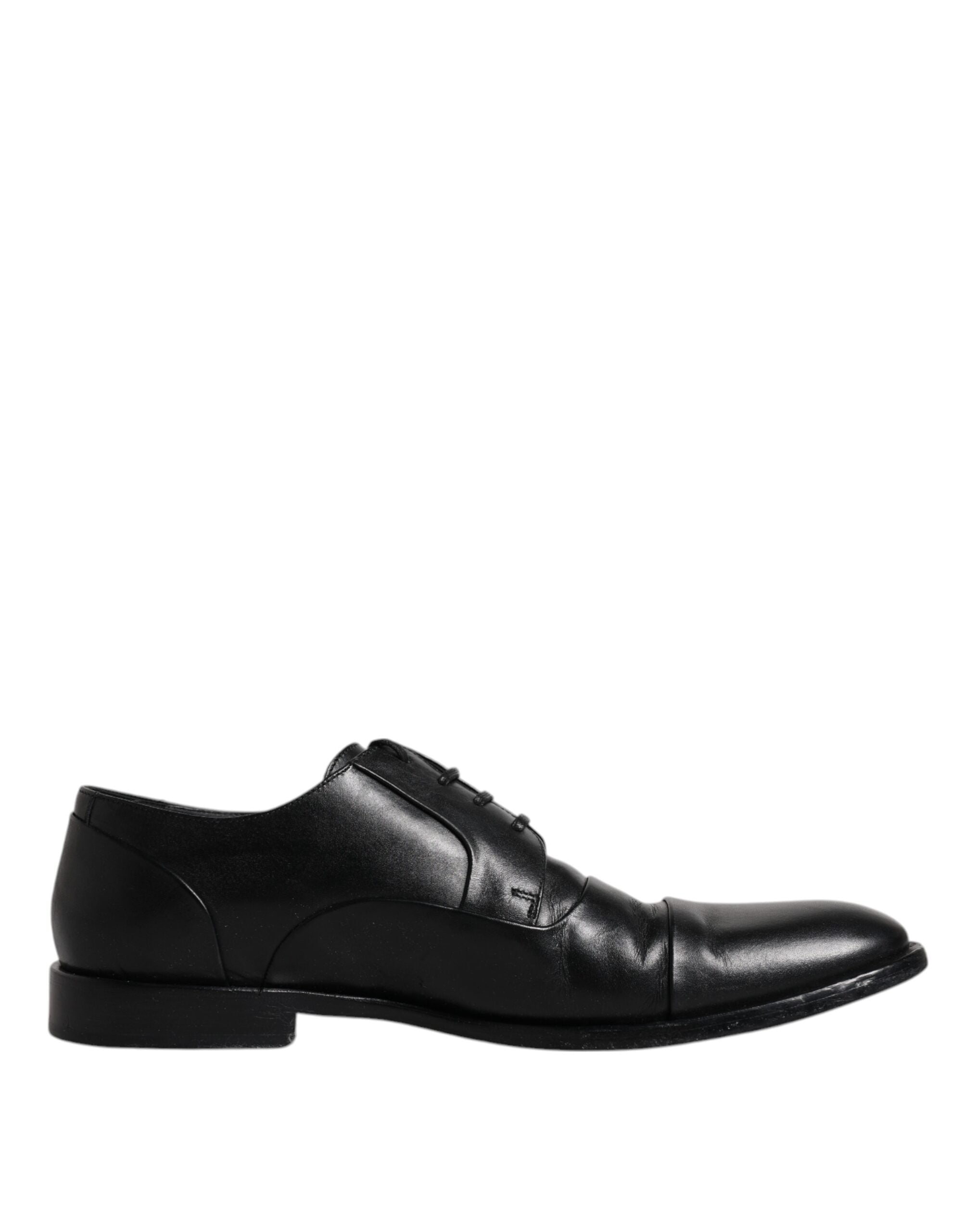 Dolce & Gabbana Black Leather Lace Up Men Derby Formal Shoes LUNESCAPE