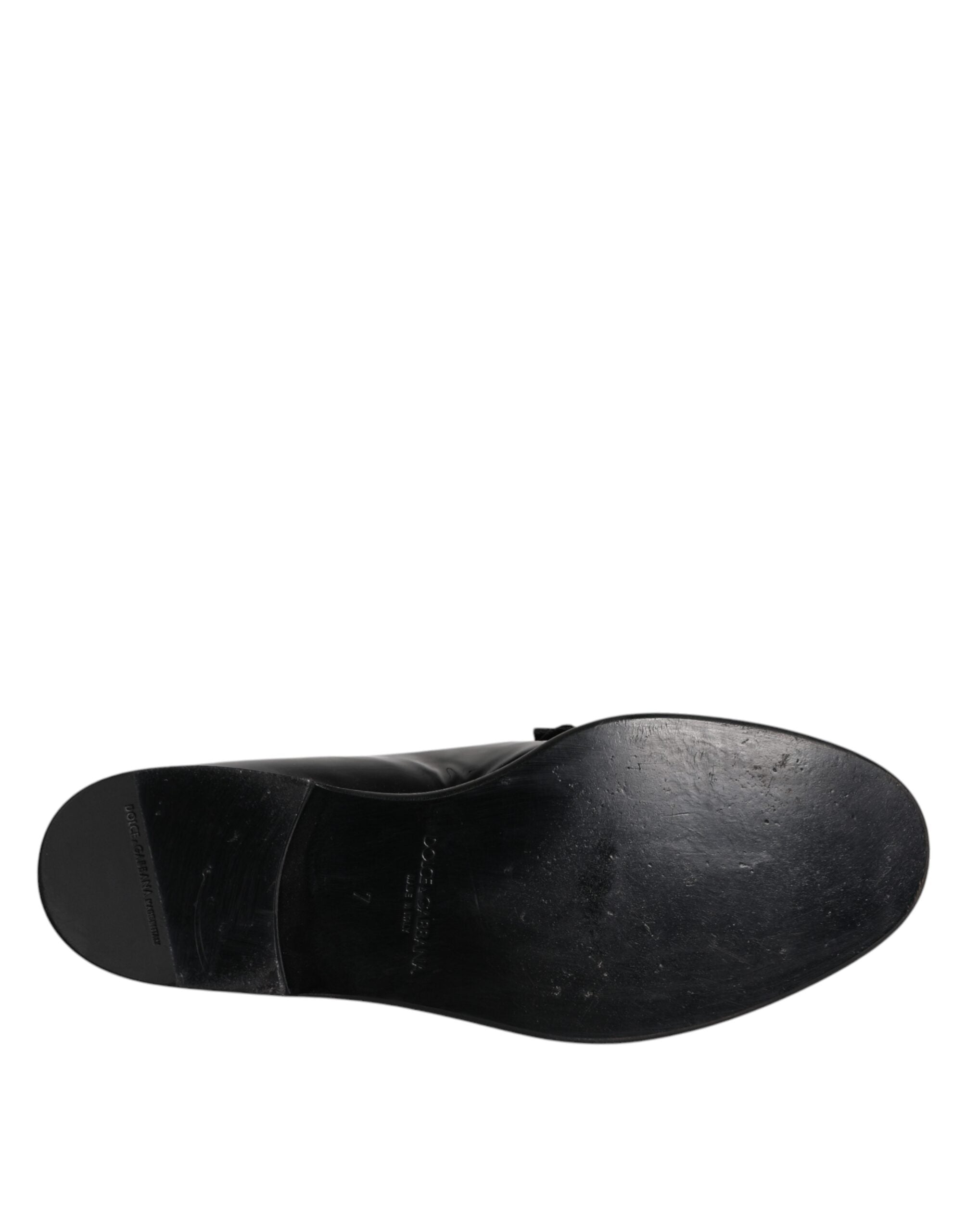 Dolce & Gabbana Black Leather Loafers Men Formal Dress Shoes LUNESCAPE